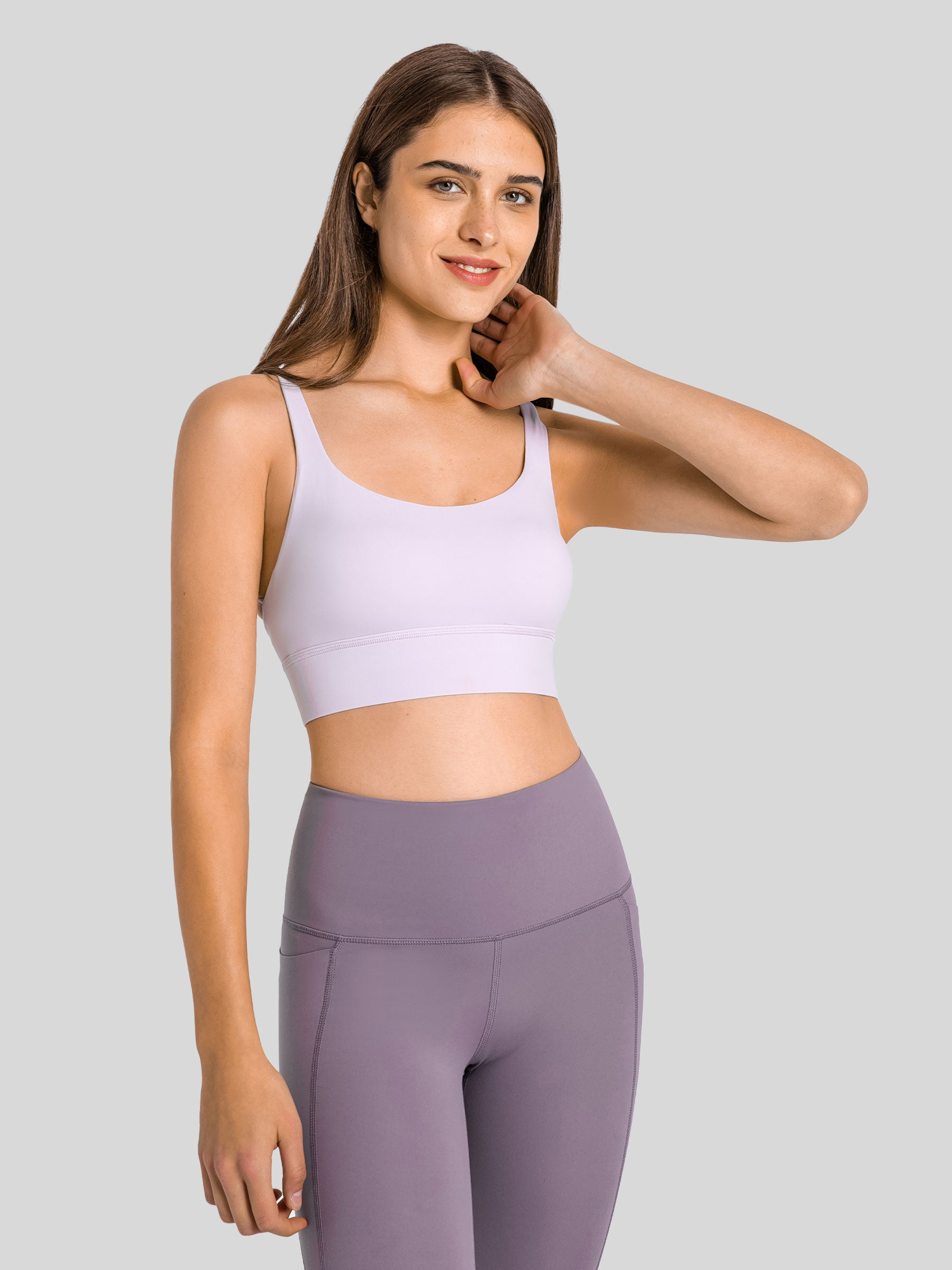 Womens Cross Back Sports Bra light purple