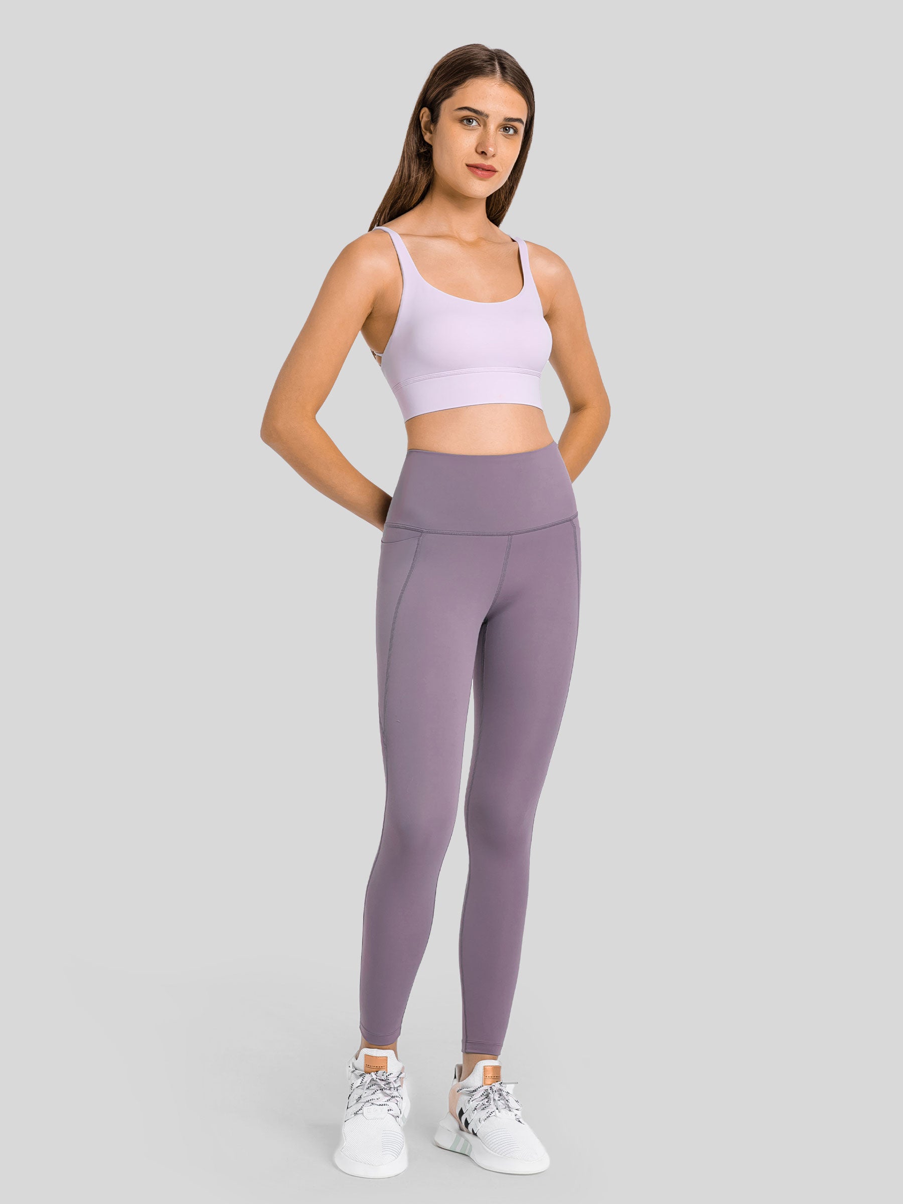 Womens Cross Back Sports Bra light purple