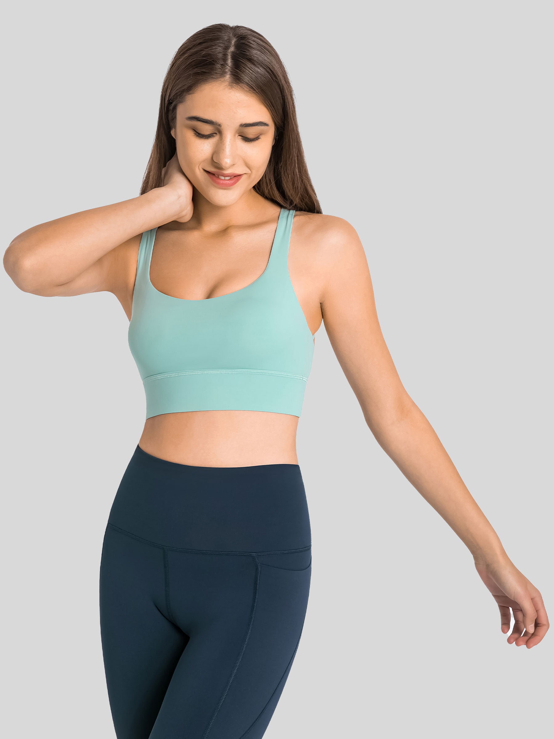 Womens Cross Back Sports Bra mint green