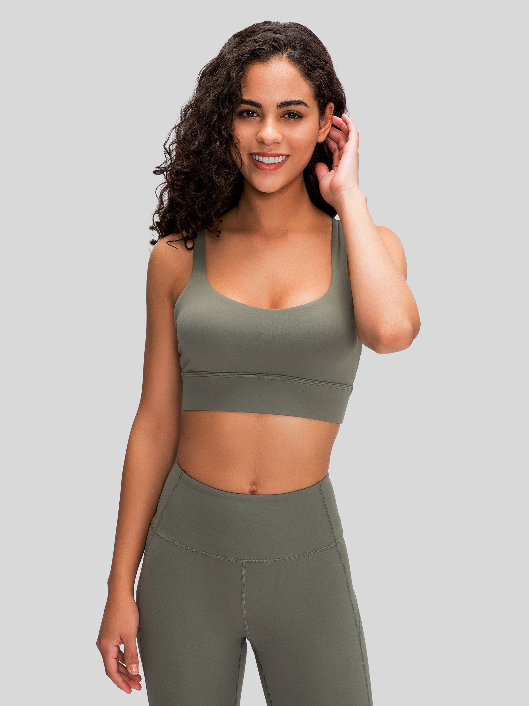 Womens Cross Back Sports Bra sage green