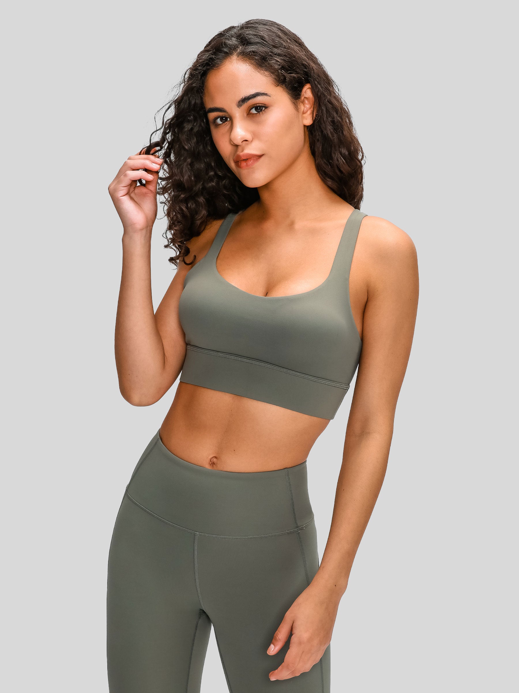 Womens Cross Back Sports Bra sage green