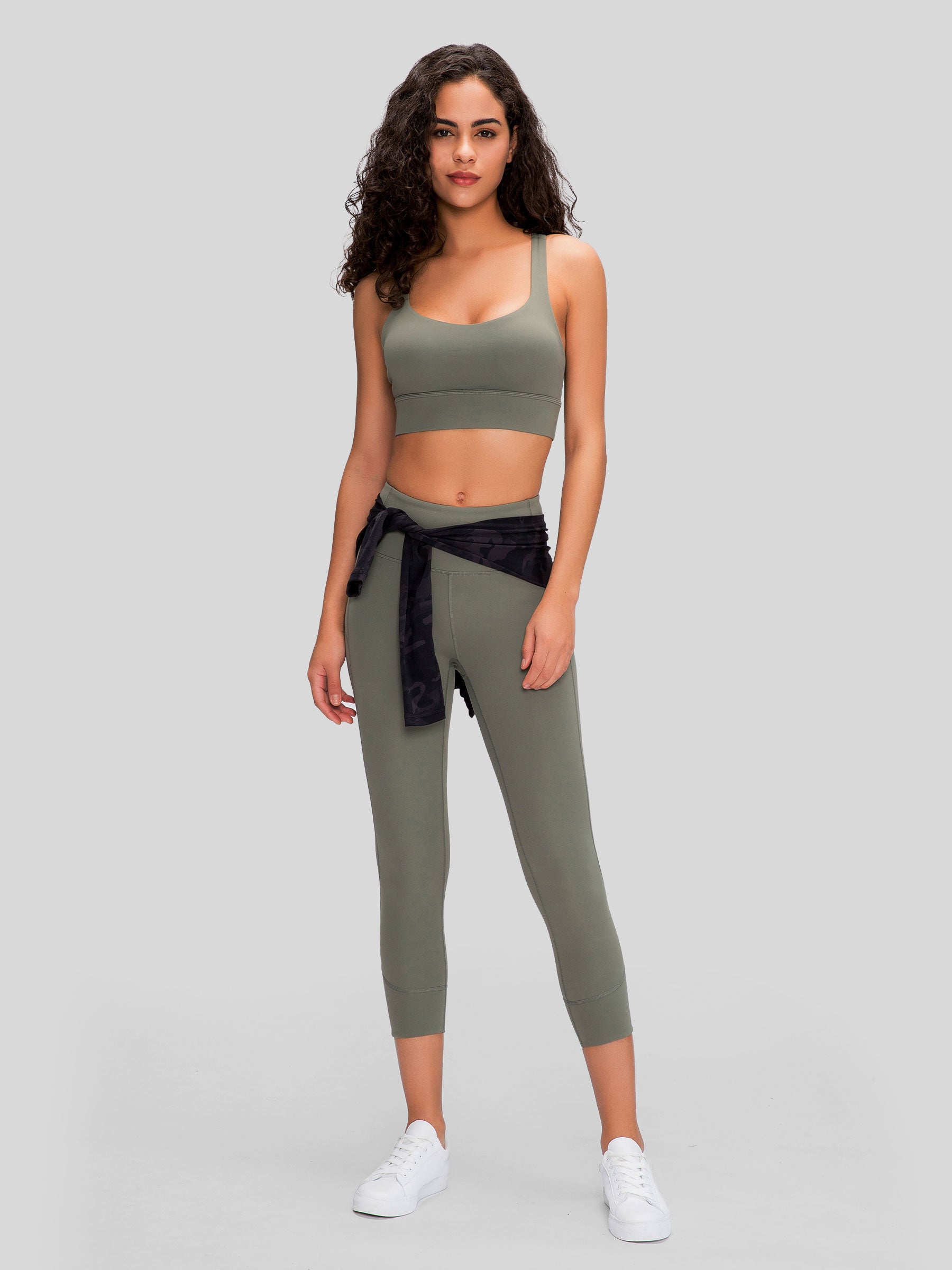 Womens Cross Back Sports Bra sage green