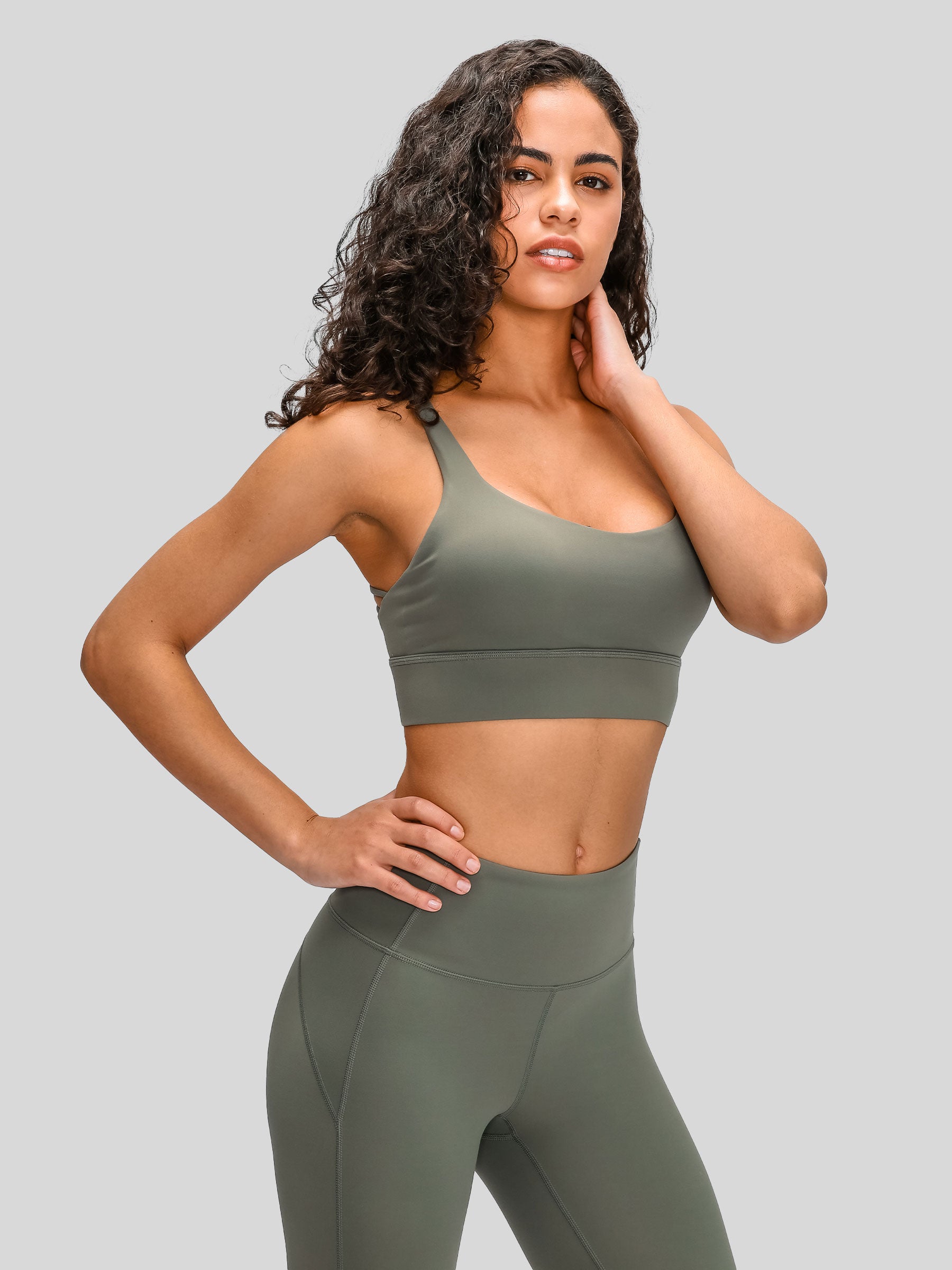 Womens Cross Back Sports Bra sage green