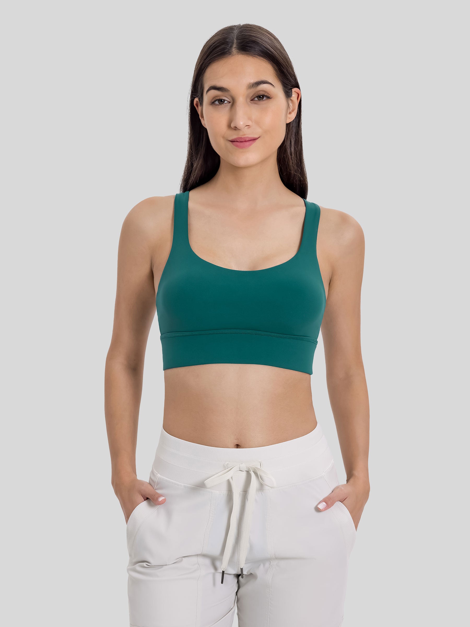 Womens Cross Back Sports Bra teal