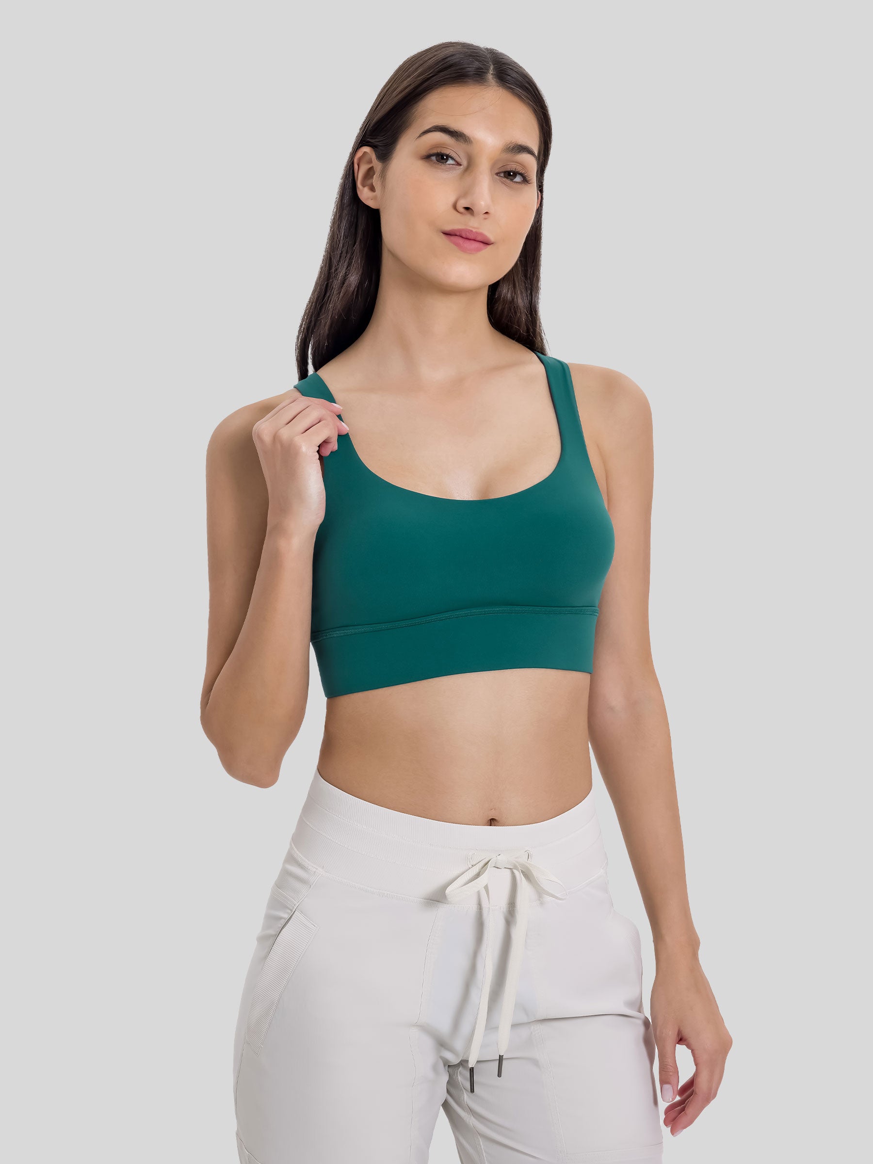 Womens Cross Back Sports Bra teal