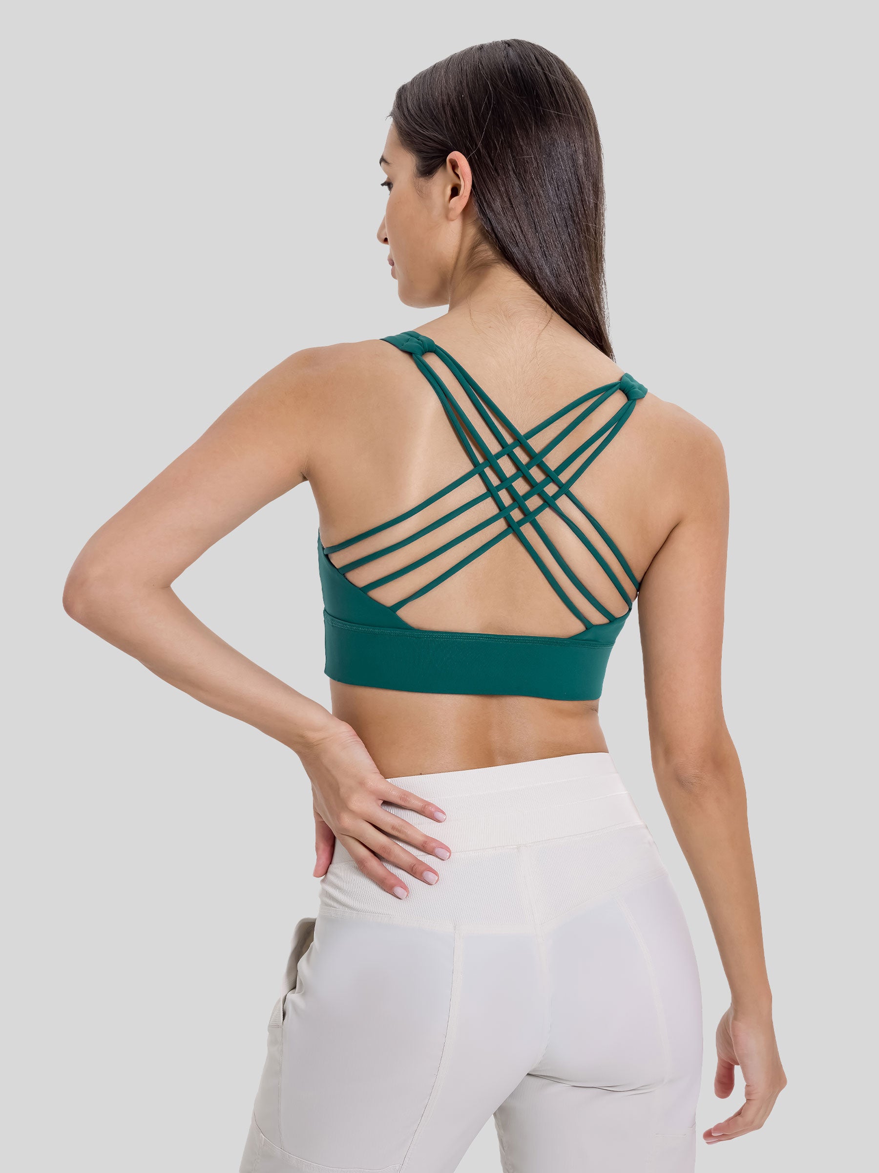 Womens Cross Back Sports Bra teal