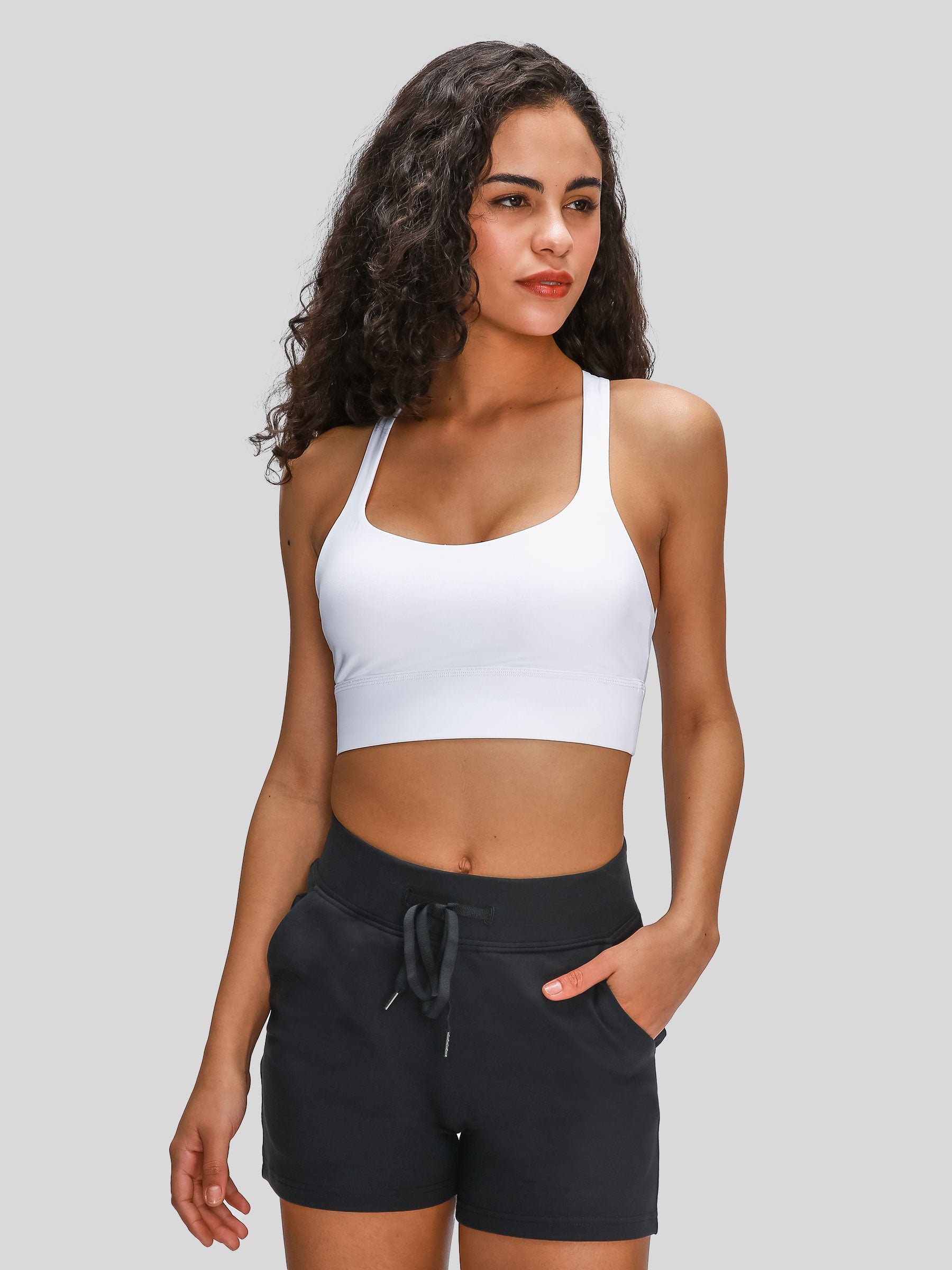 Womens Cross Back Sports Bra white