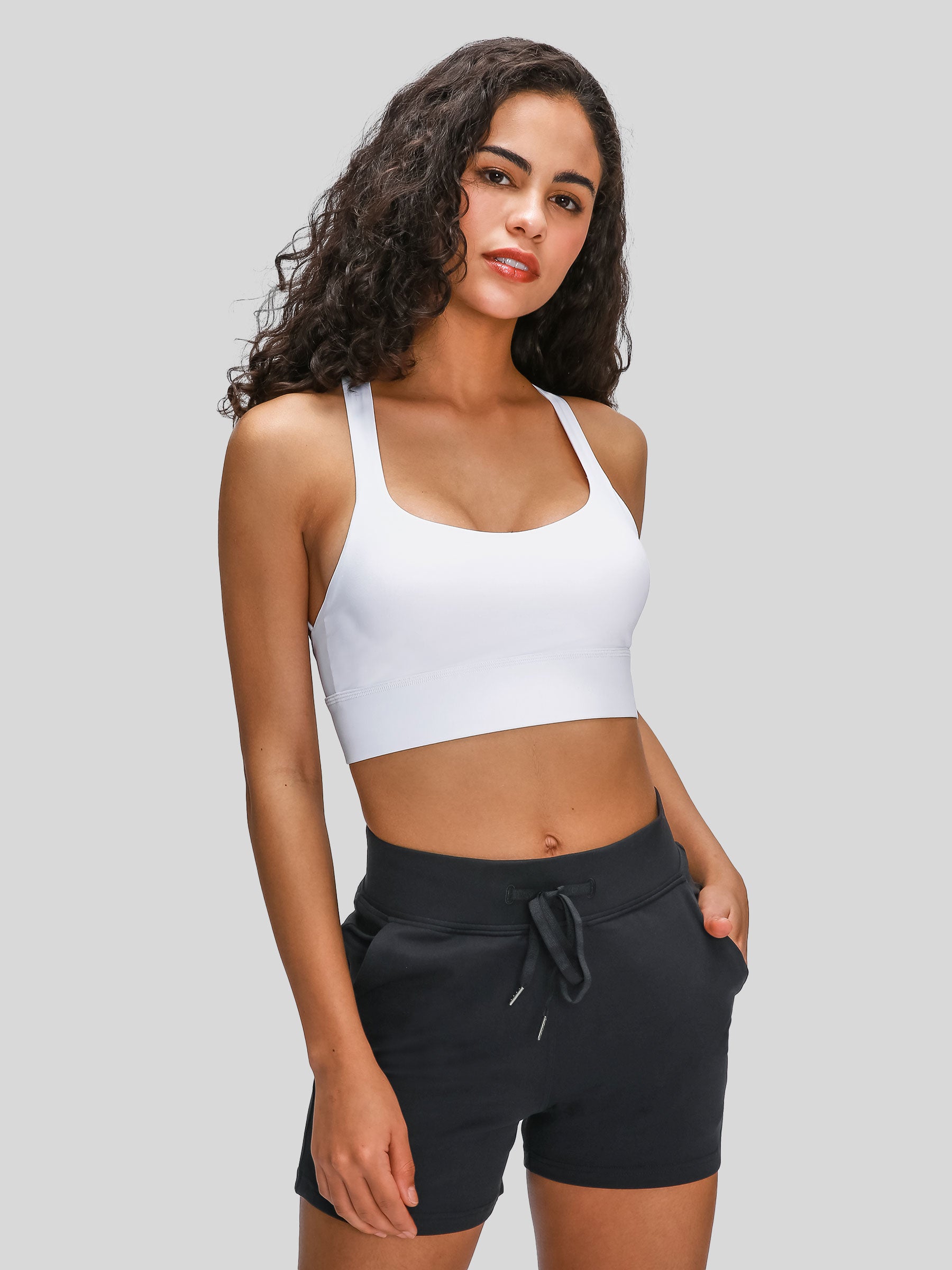 Womens Cross Back Sports Bra white