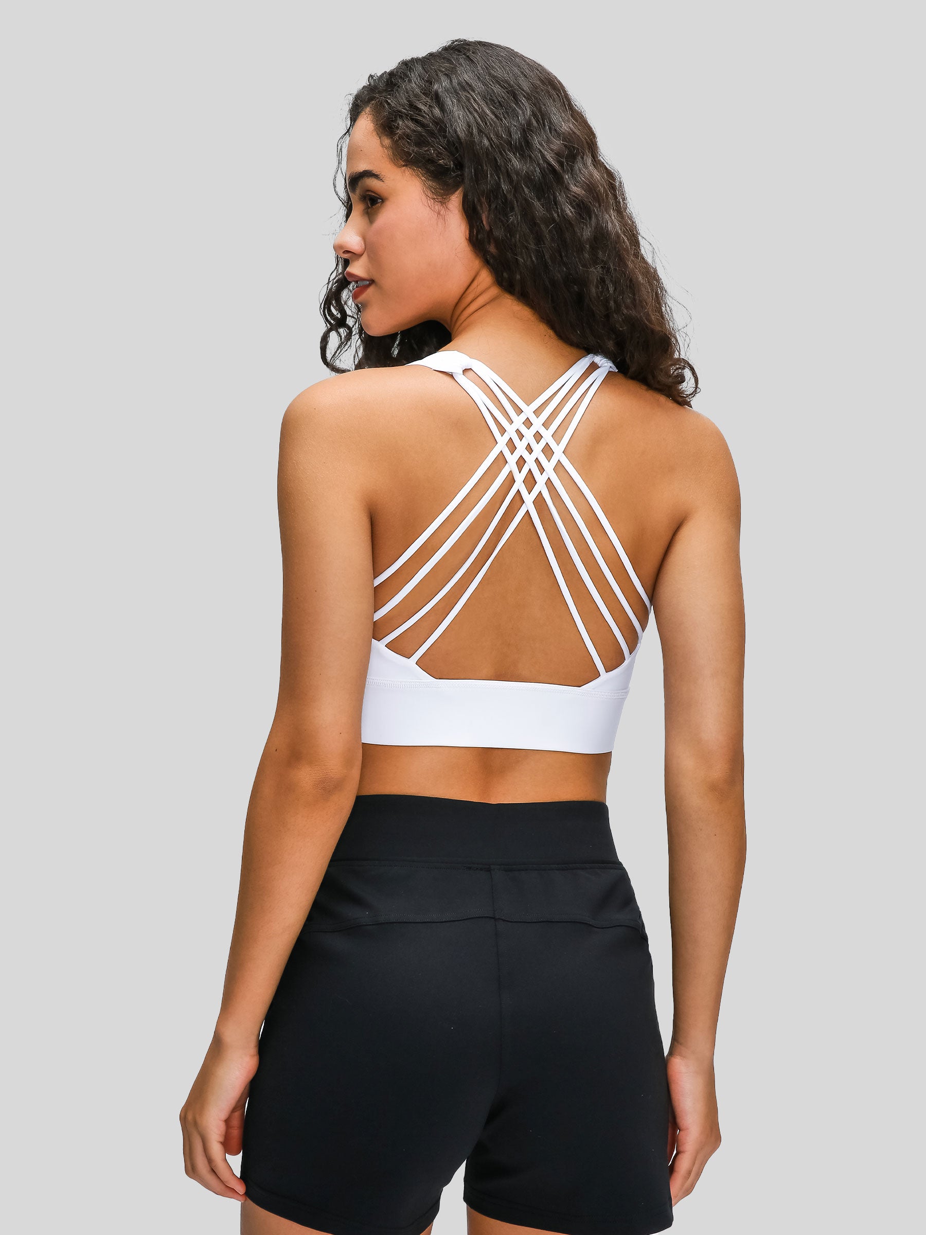 Womens Cross Back Sports Bra white