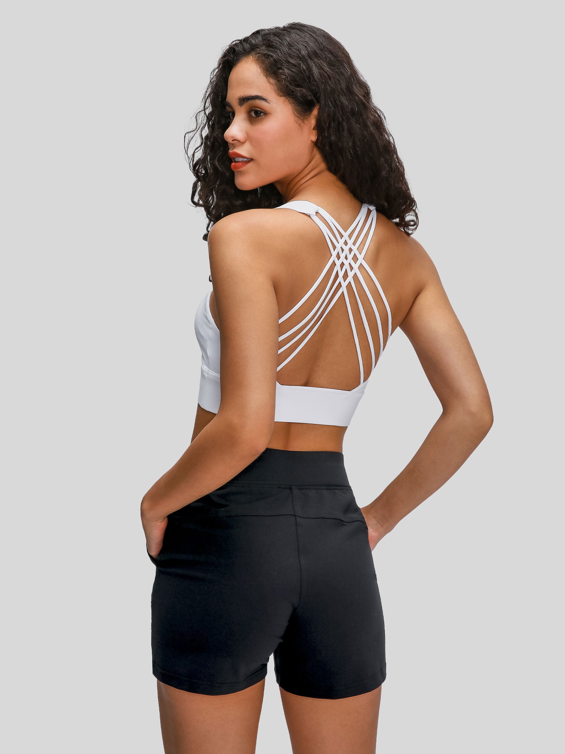 Womens Cross Back Sports Bra white