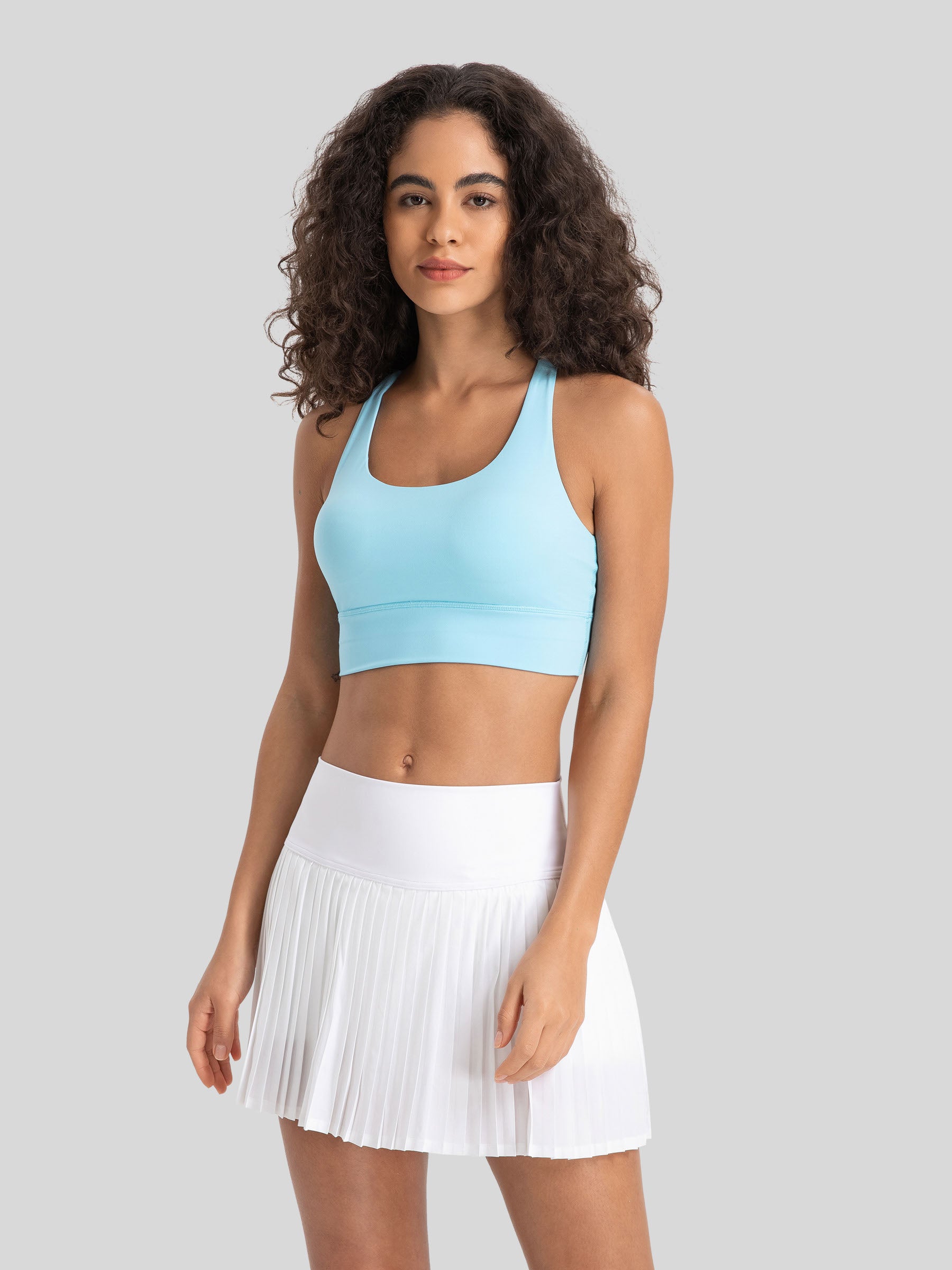 Womens Cross Back Yoga Bra baby blue