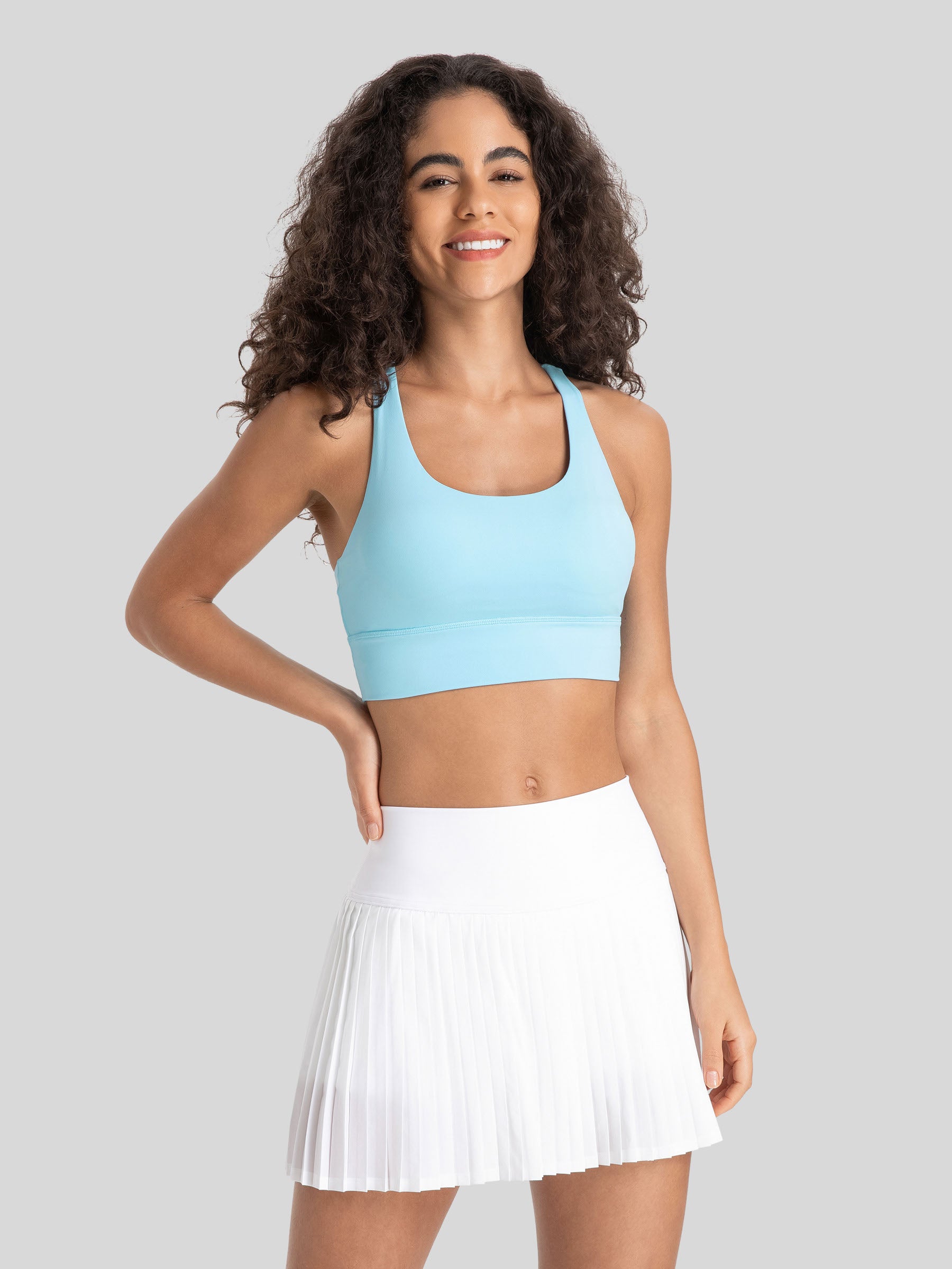 Womens Cross Back Yoga Bra baby blue