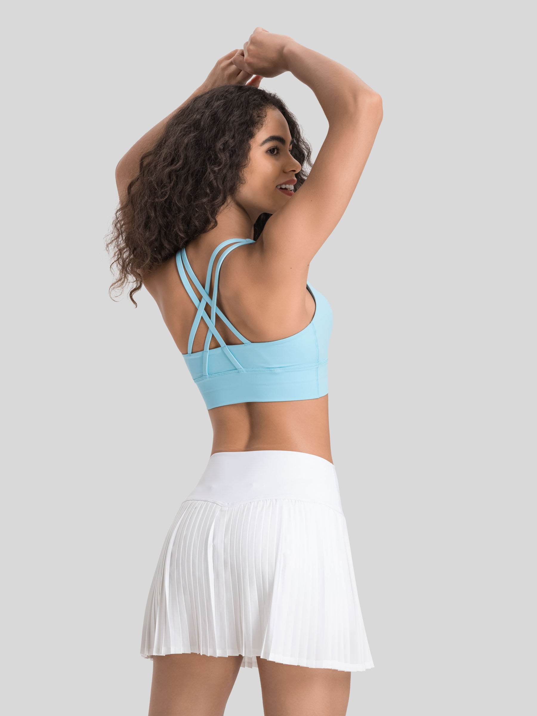 Womens Cross Back Yoga Bra baby blue