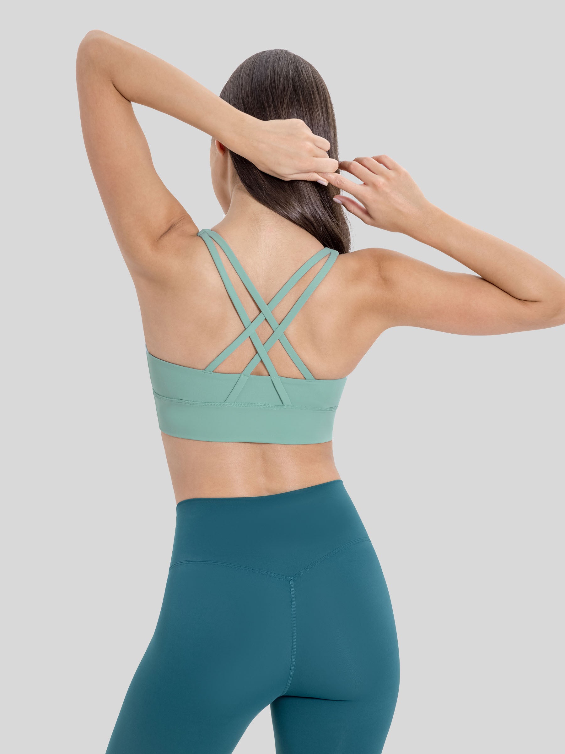 Womens Cross Back Yoga Bra berly green