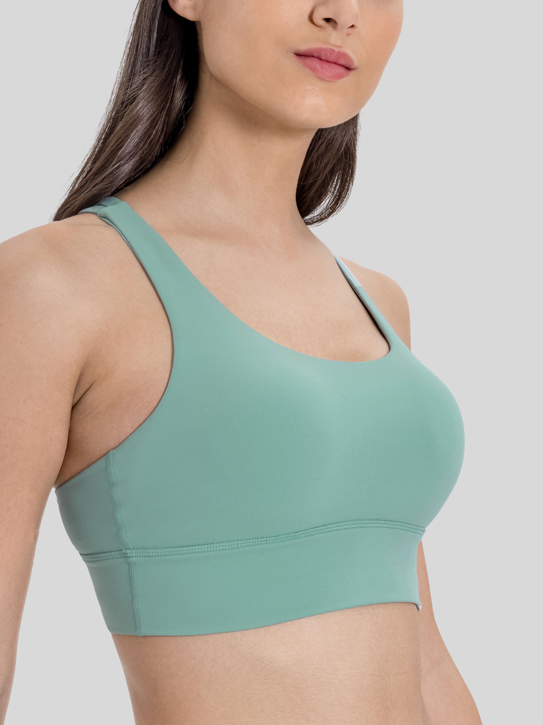Womens Cross Back Yoga Bra berly green