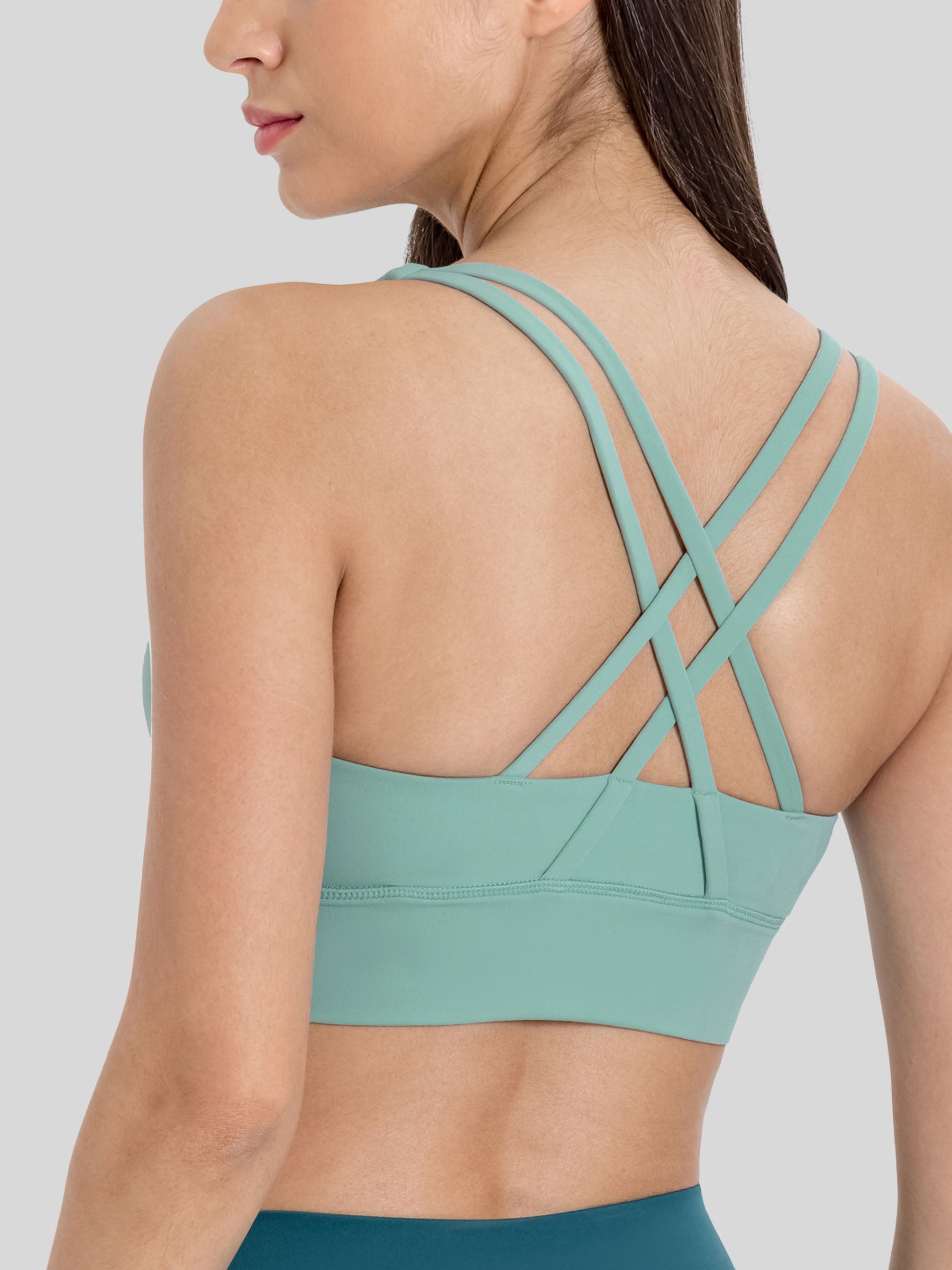 Womens Cross Back Yoga Bra berly green