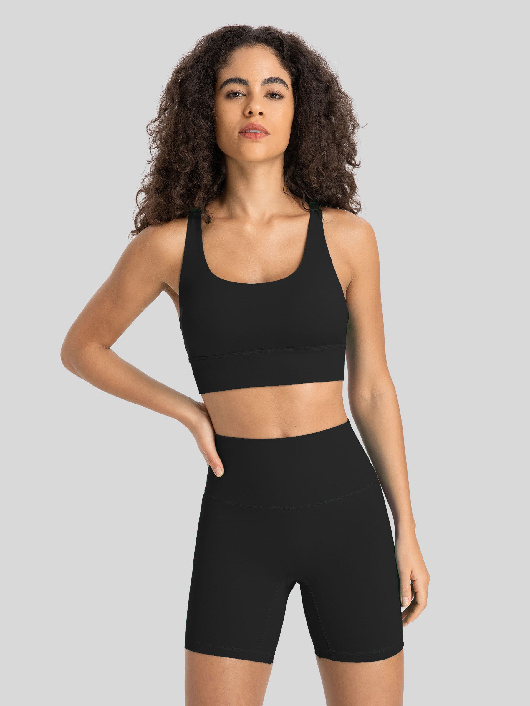 Womens Cross Back Yoga Bra black