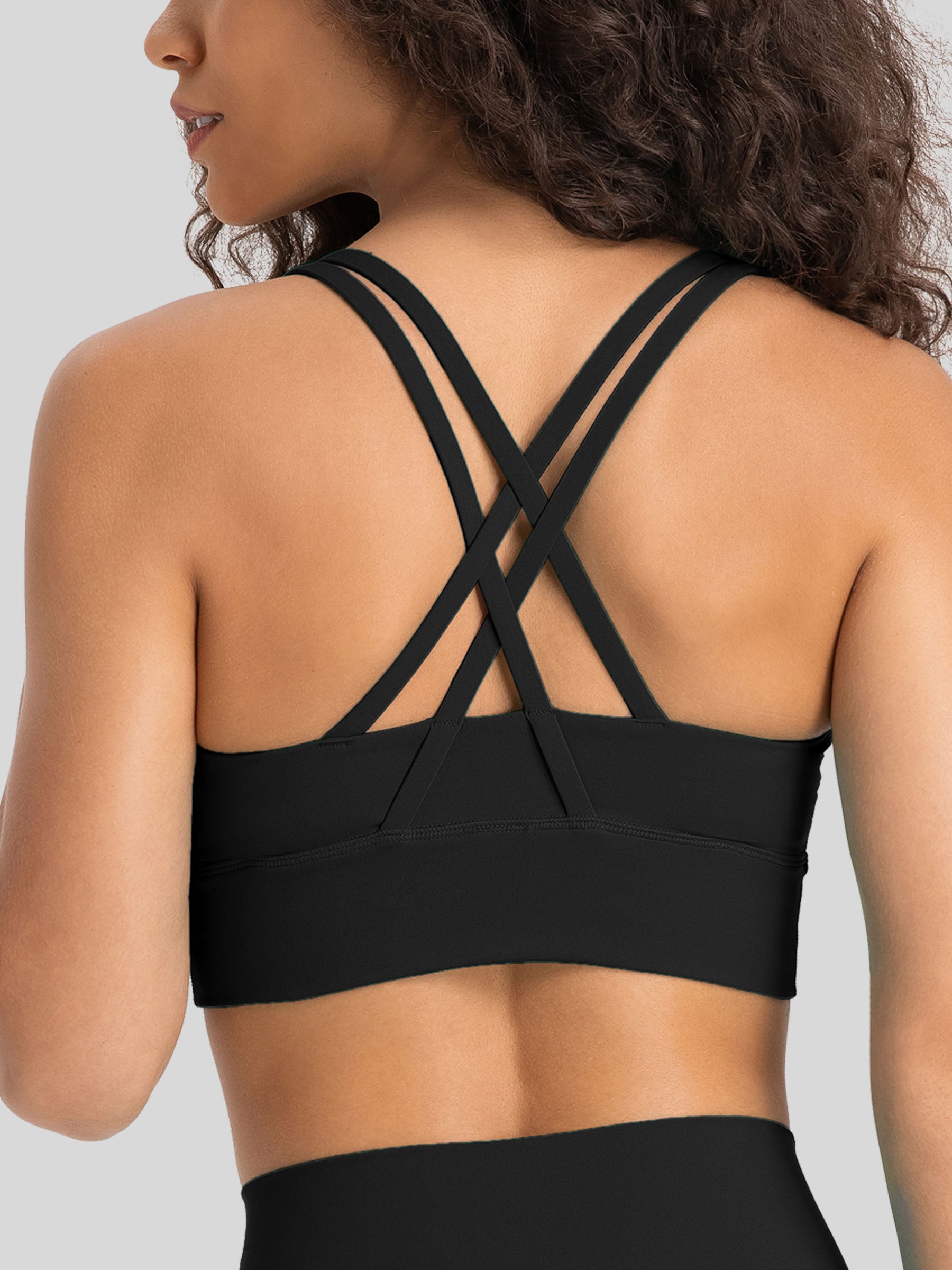 Womens Cross Back Yoga Bra black