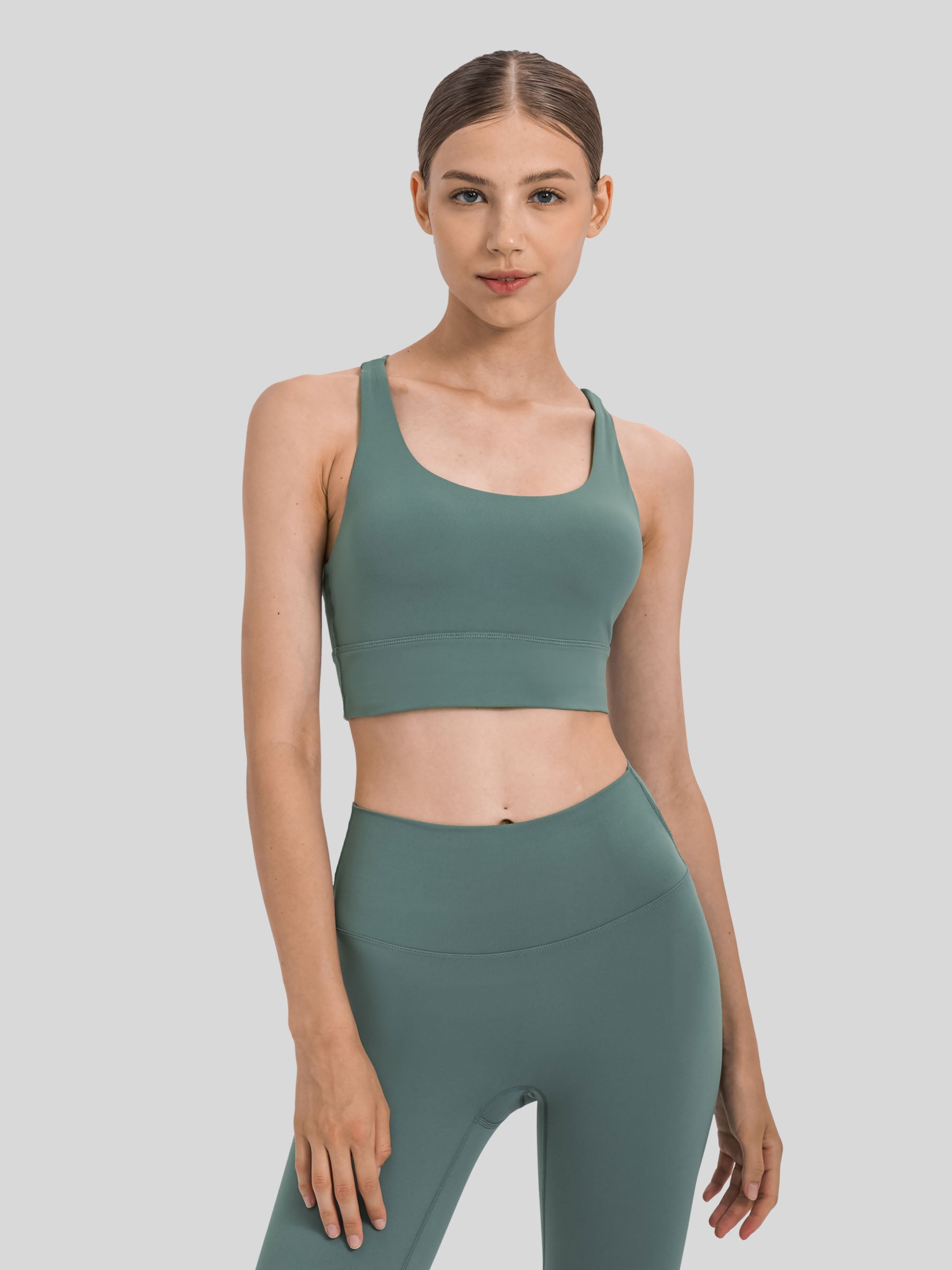 Womens Cross Back Yoga Bra cloud blue