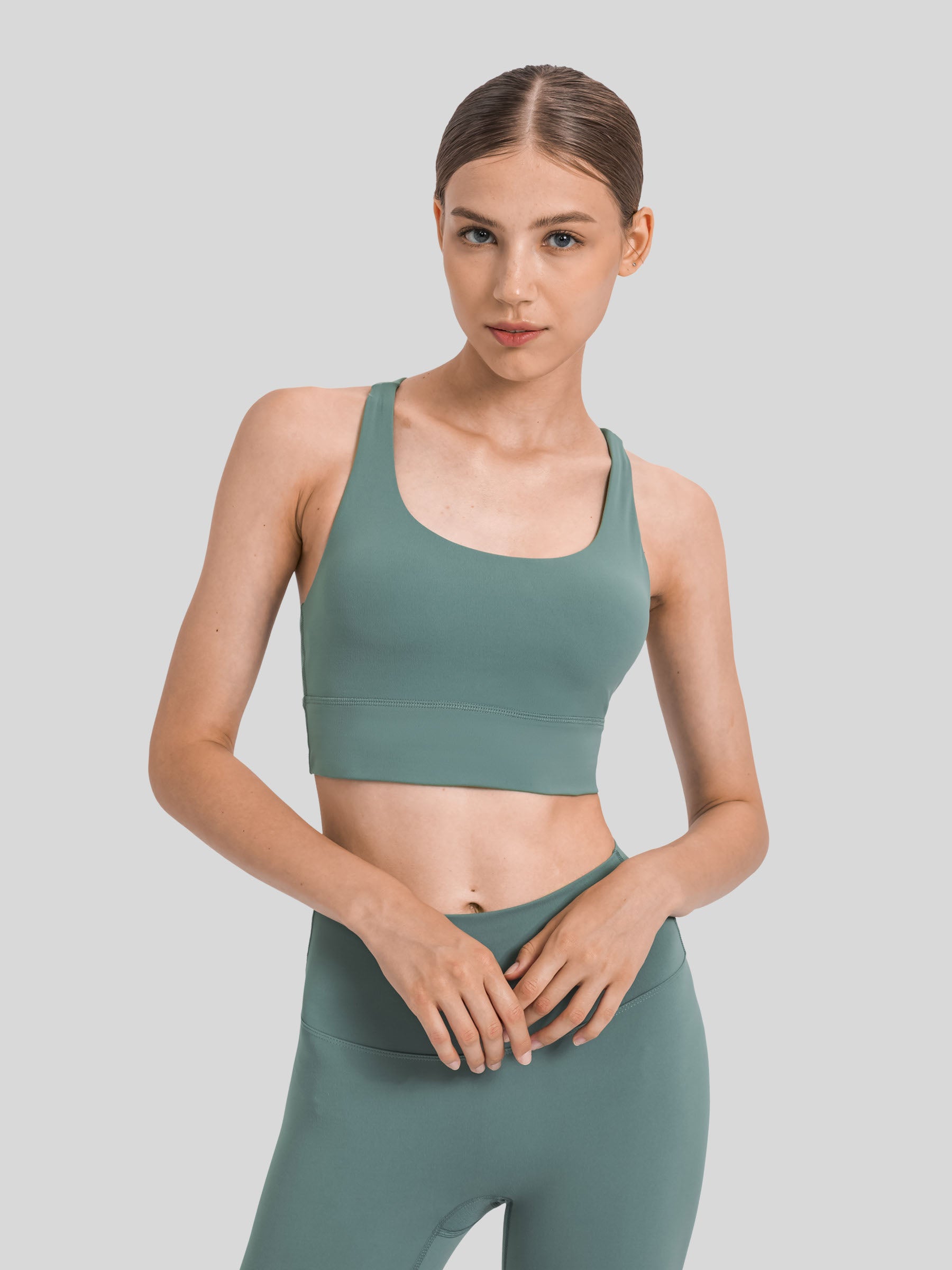 Womens Cross Back Yoga Bra cloud blue