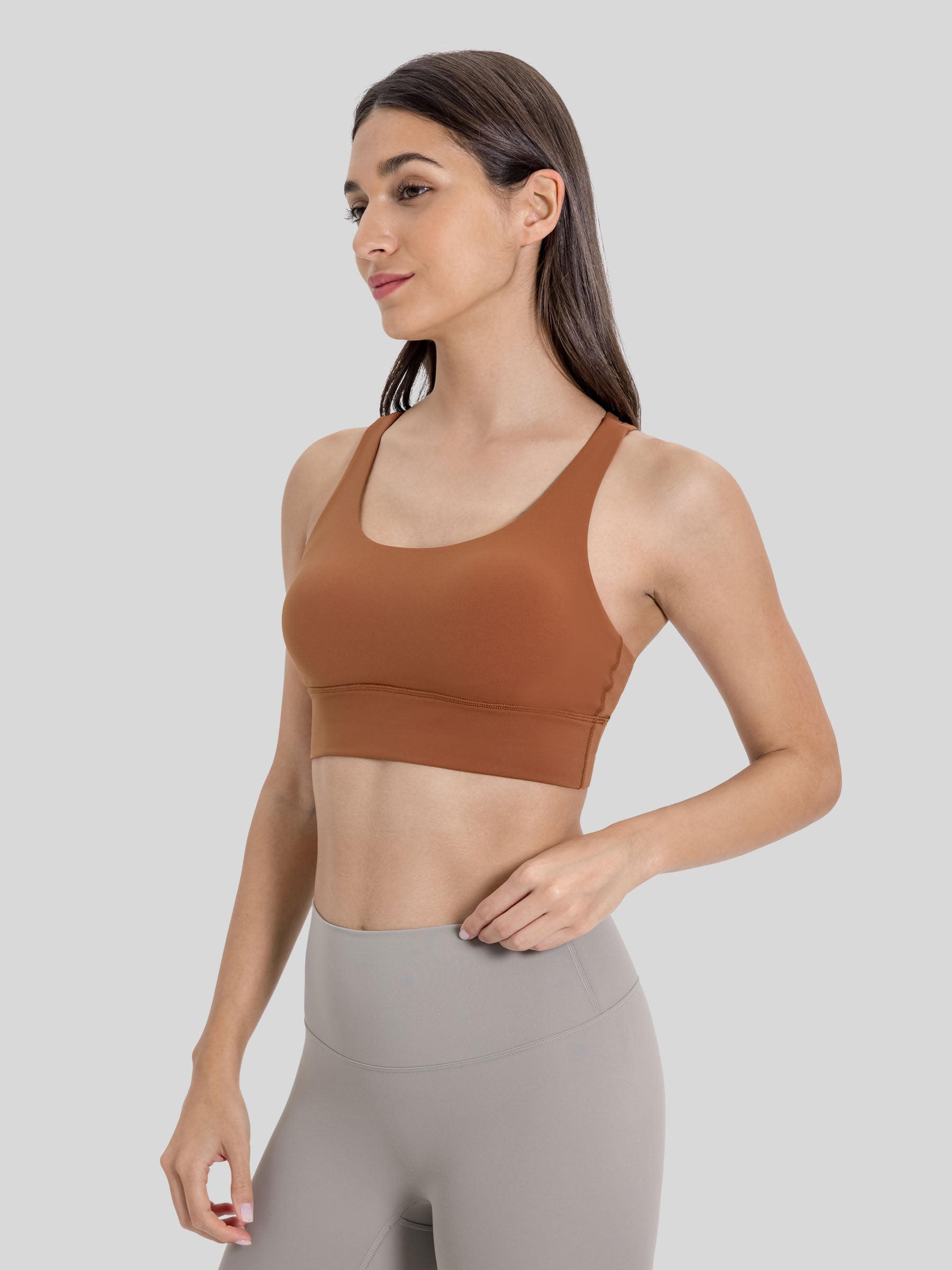 Womens Cross Back Yoga Bra dark orange