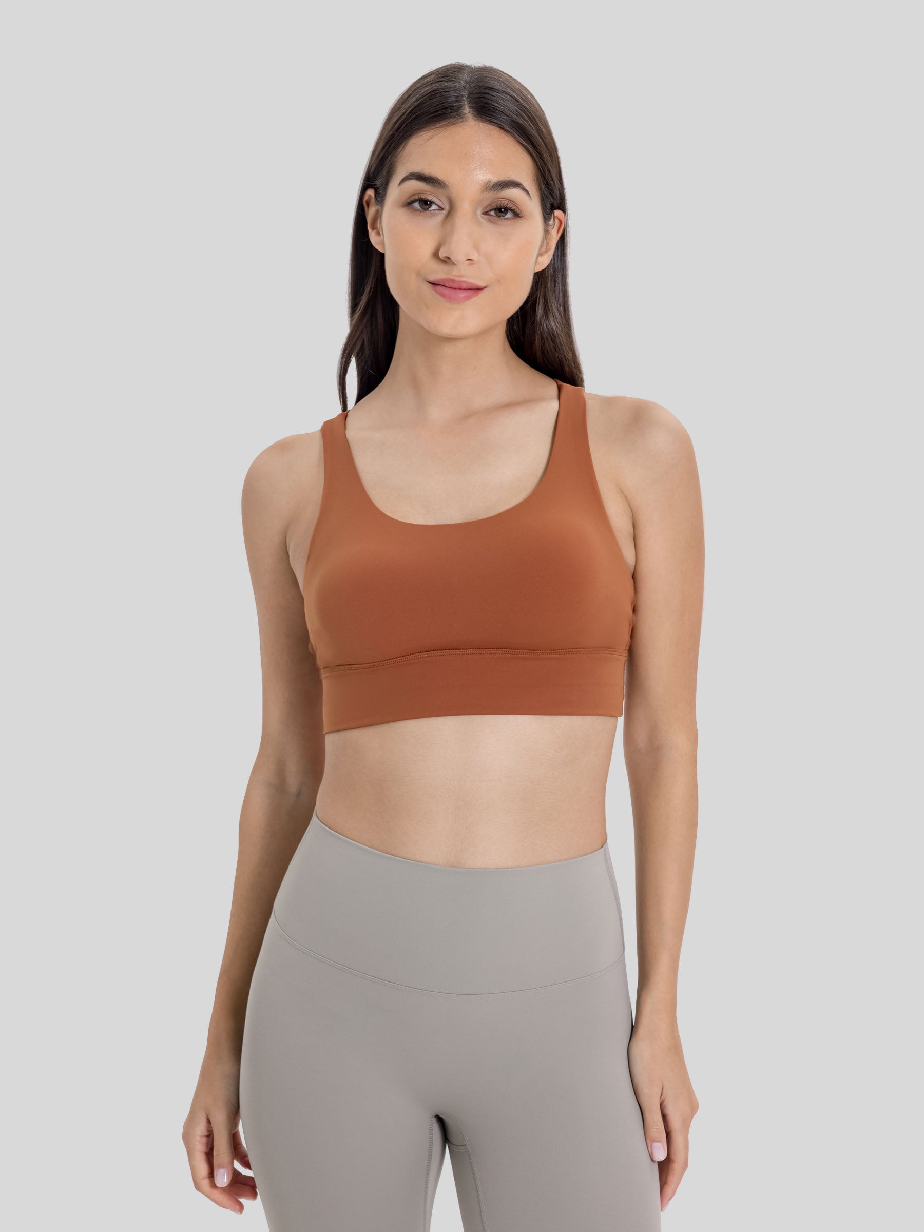 Womens Cross Back Yoga Bra dark orange