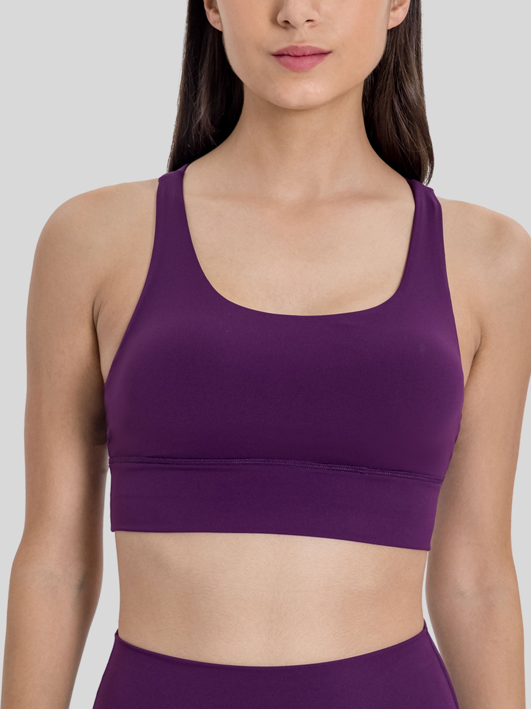 Womens Cross Back Yoga Bra deep purple
