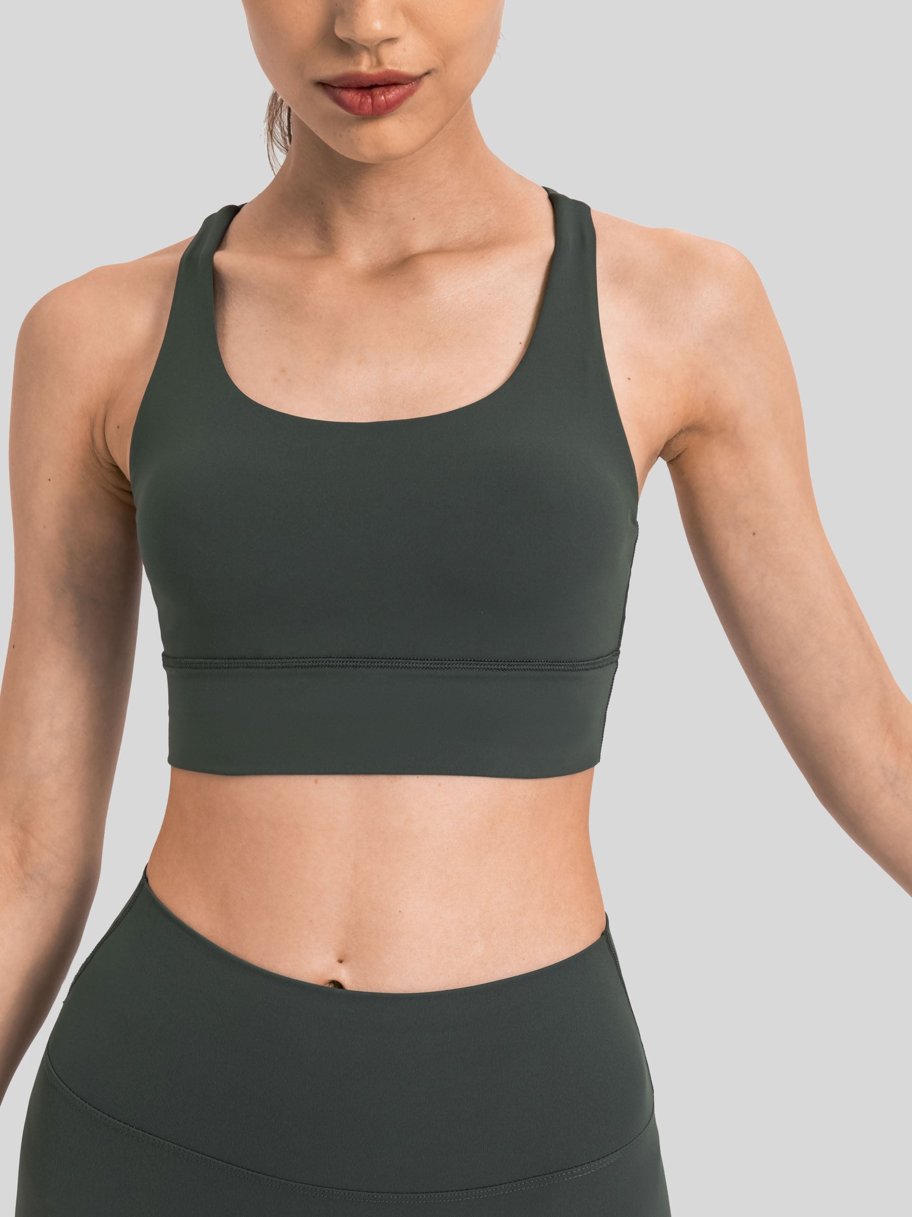 Womens Cross Back Yoga Bra forest green