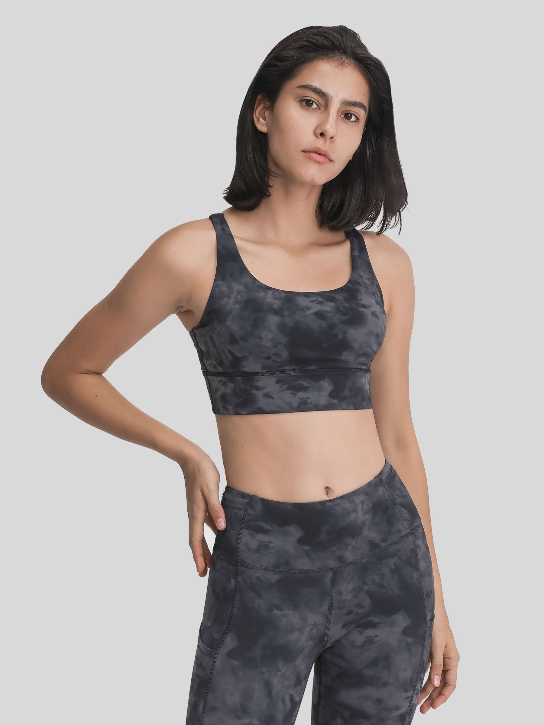 Womens Cross Back Yoga Bra graphite gray