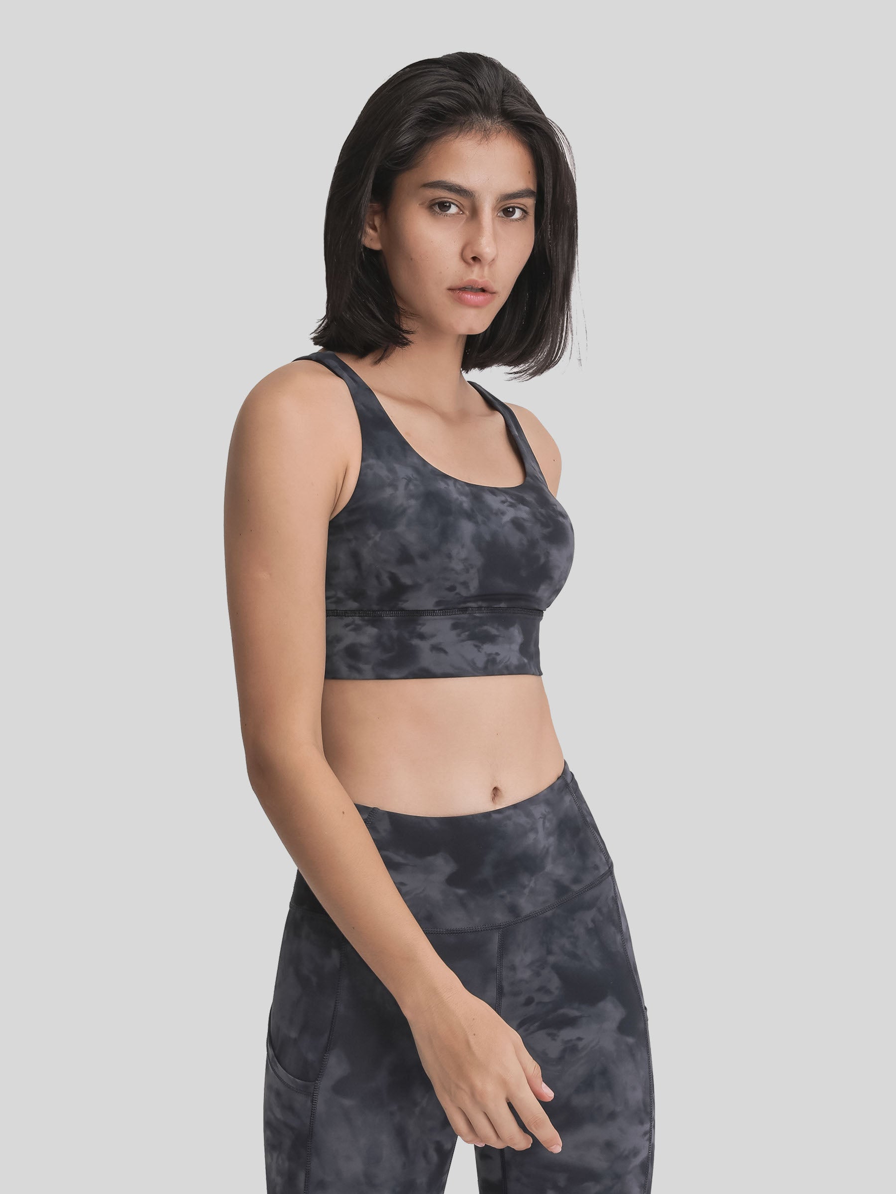 Womens Cross Back Yoga Bra graphite gray