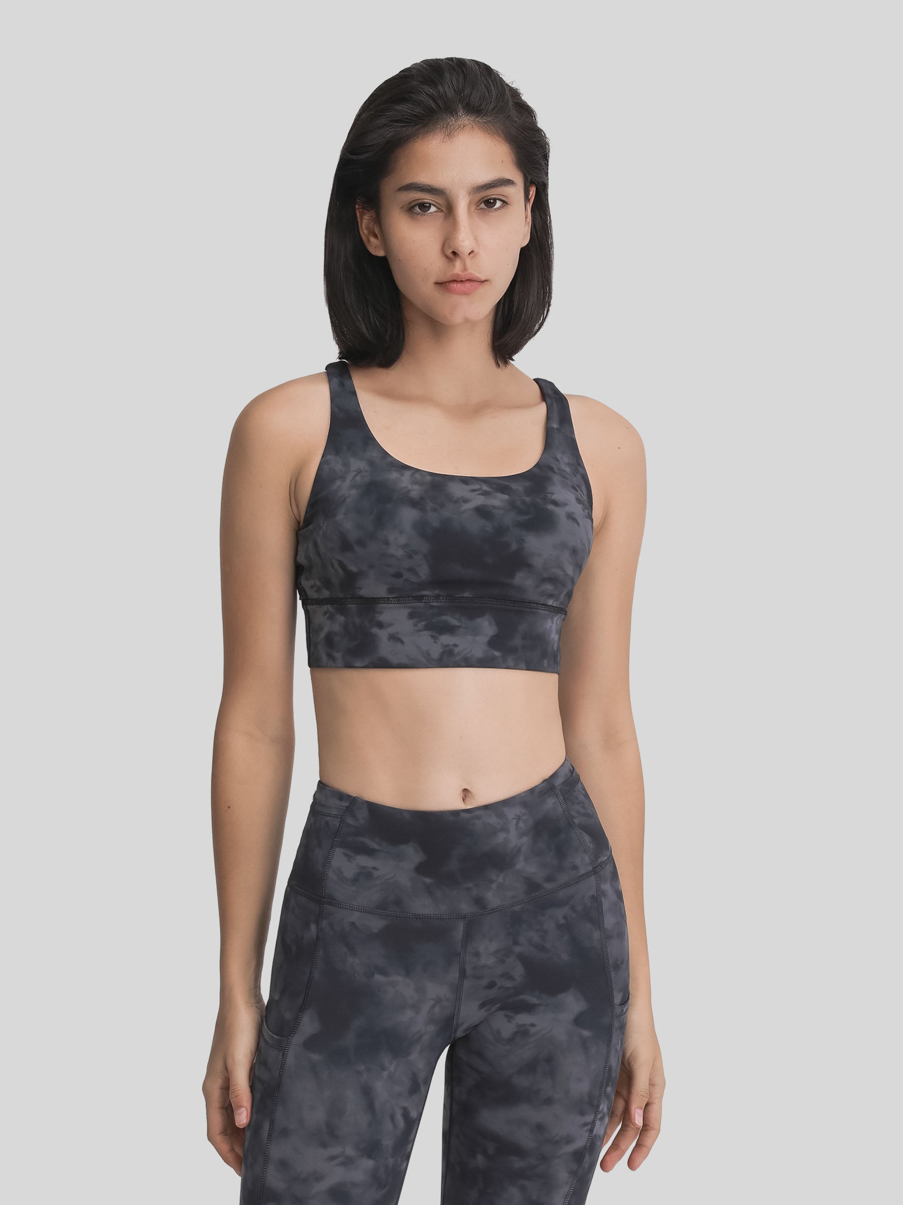 Womens Cross Back Yoga Bra graphite gray