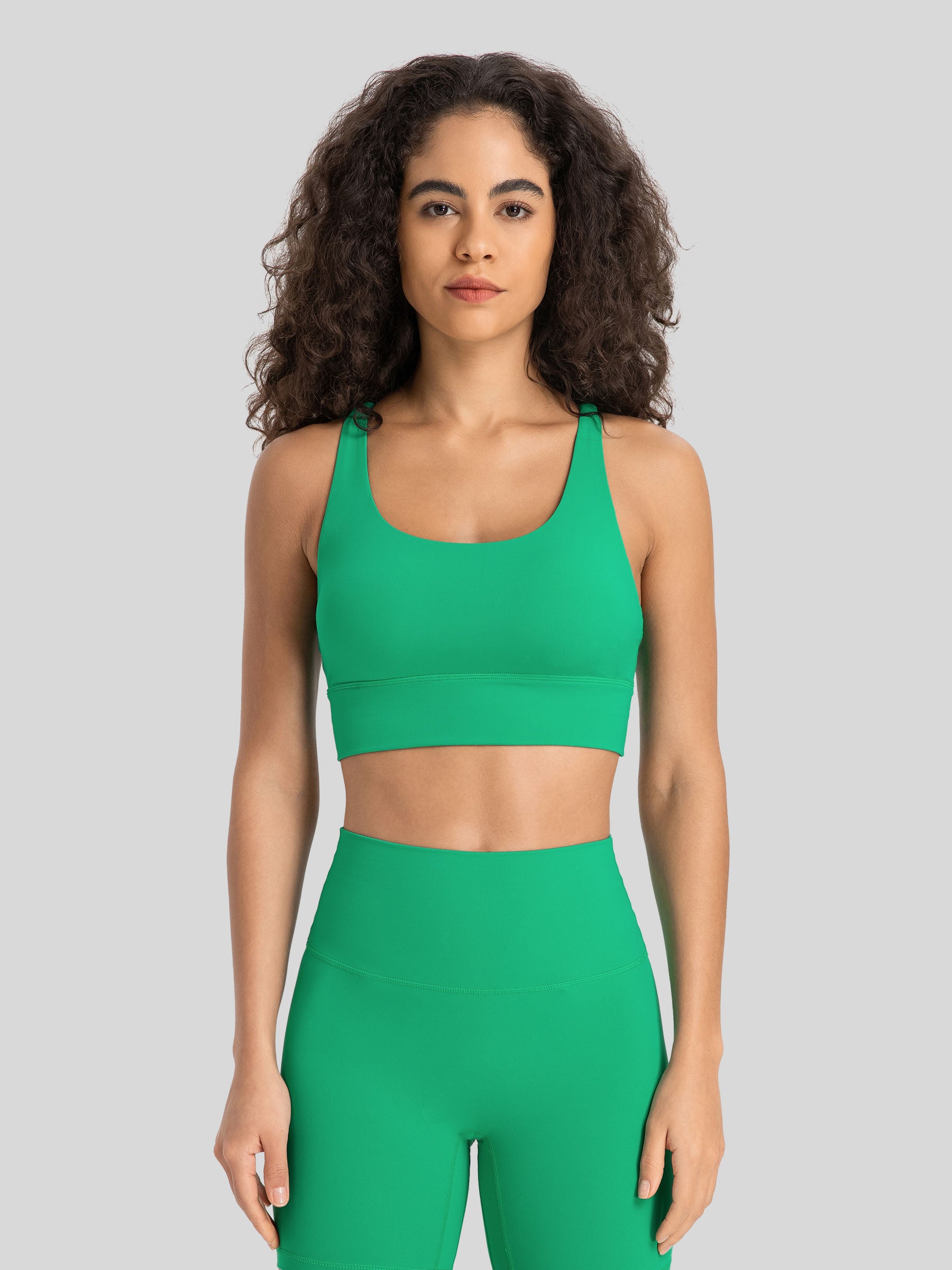 Womens Cross Back Yoga Bra green