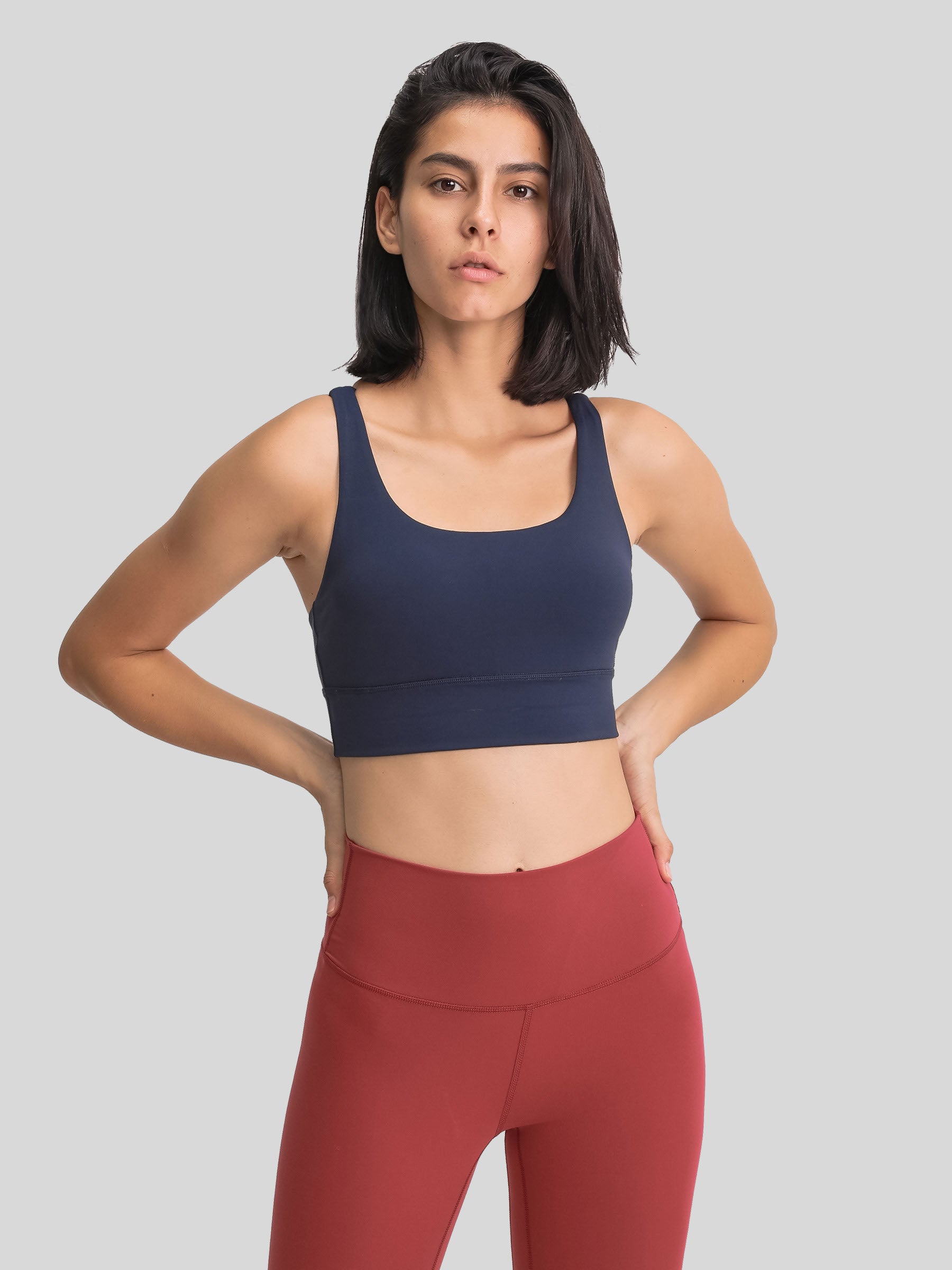 Womens Cross Back Yoga Bra navy