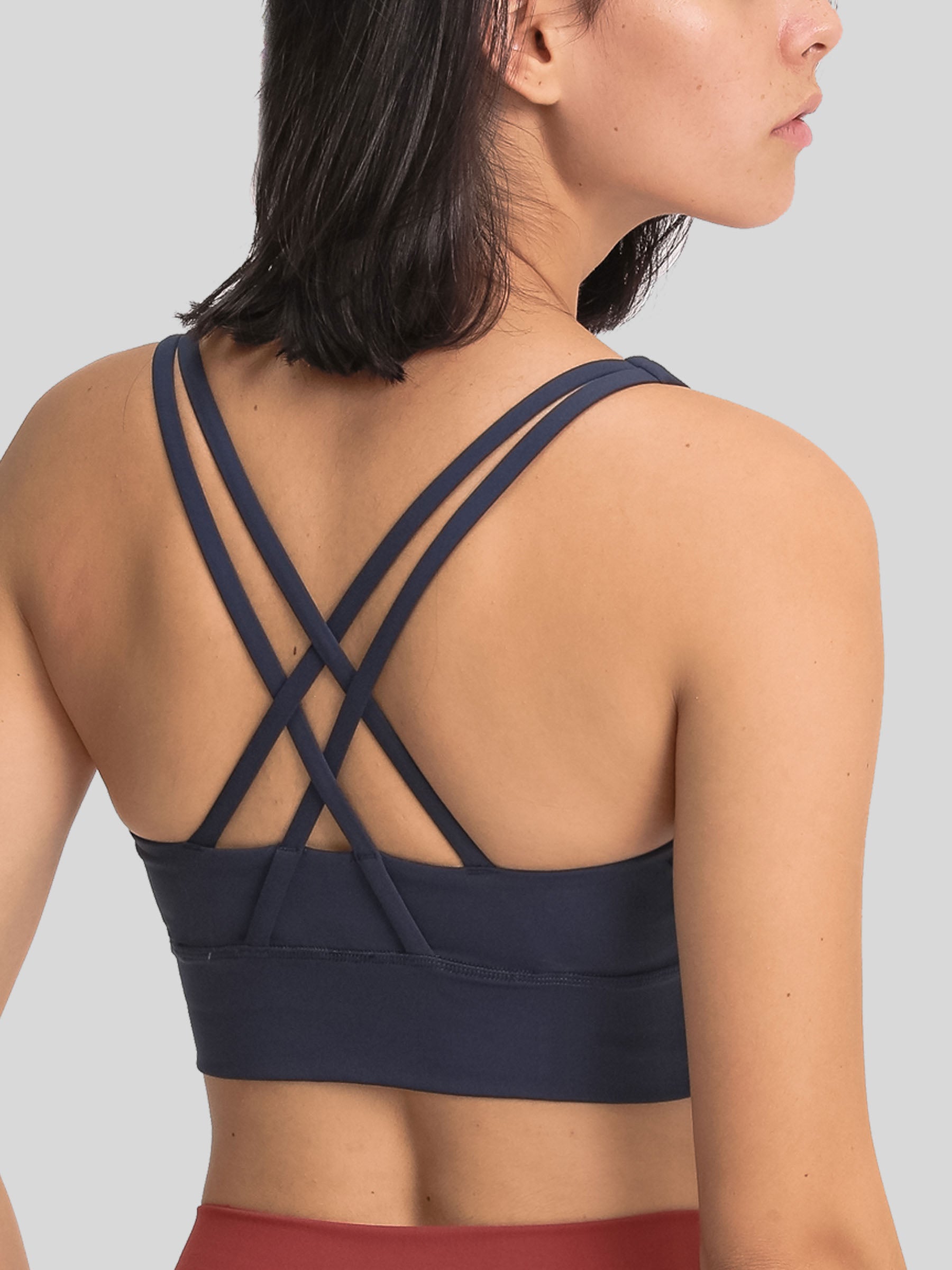 Womens Cross Back Yoga Bra navy