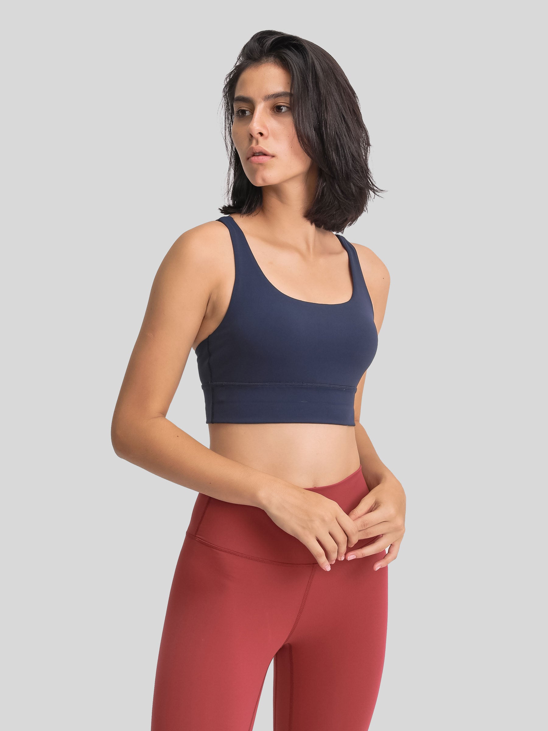 Womens Cross Back Yoga Bra navy
