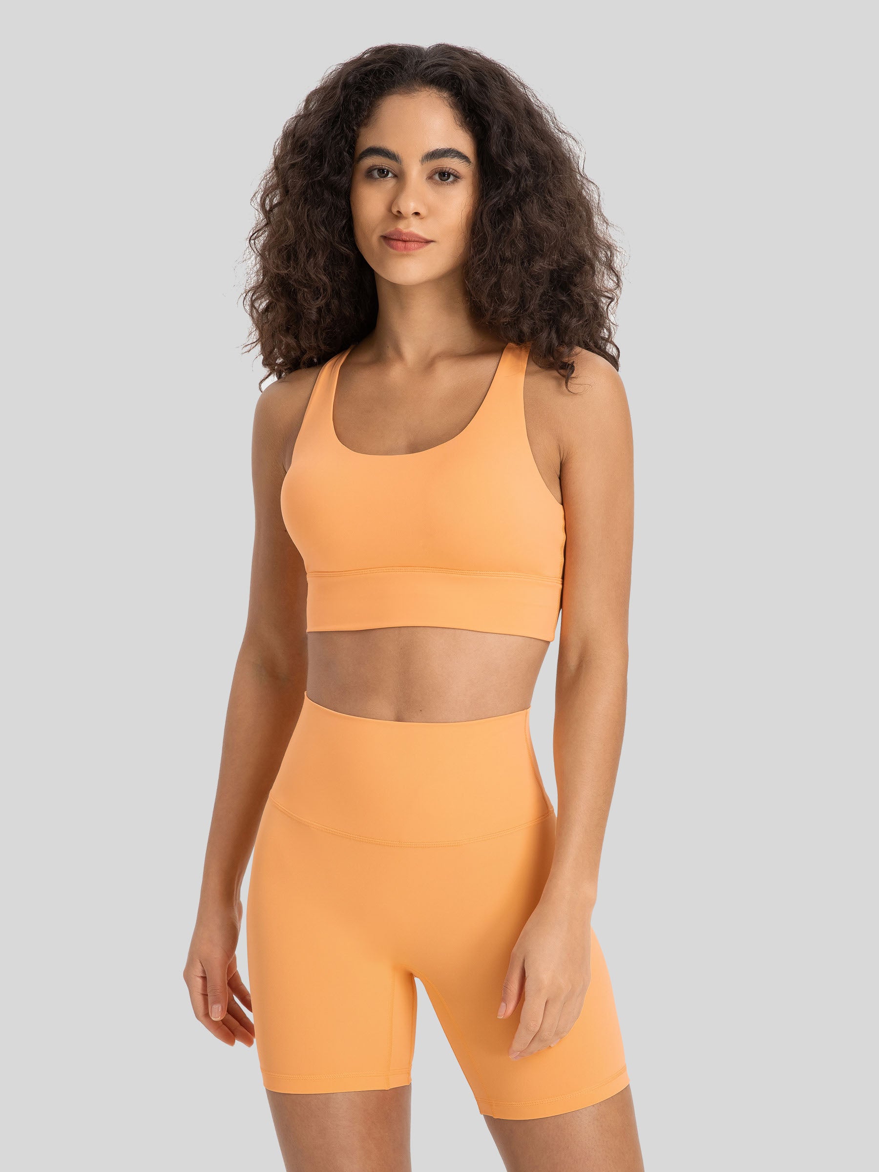 Womens Cross Back Yoga Bra orange