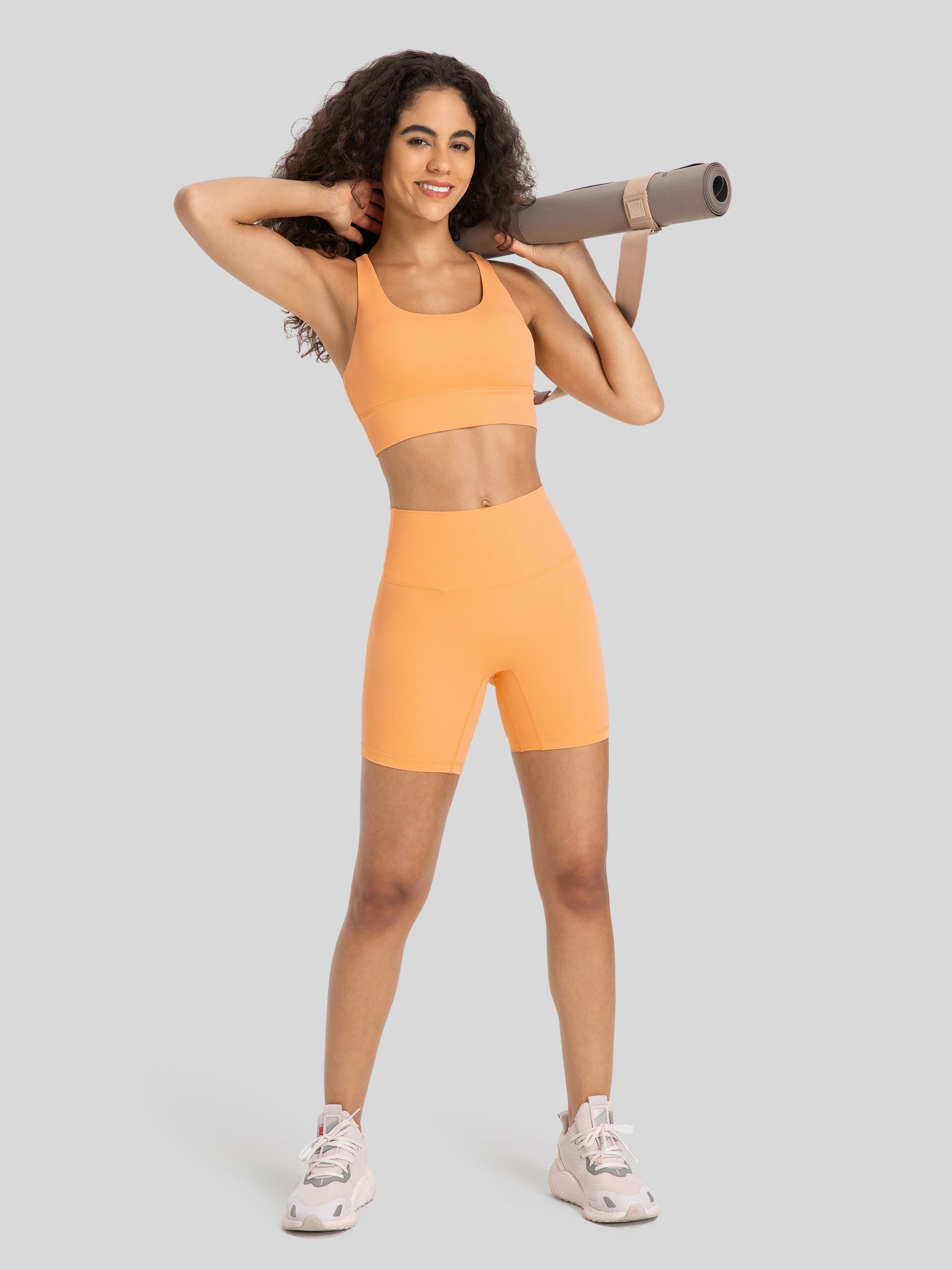 Womens Cross Back Yoga Bra orange
