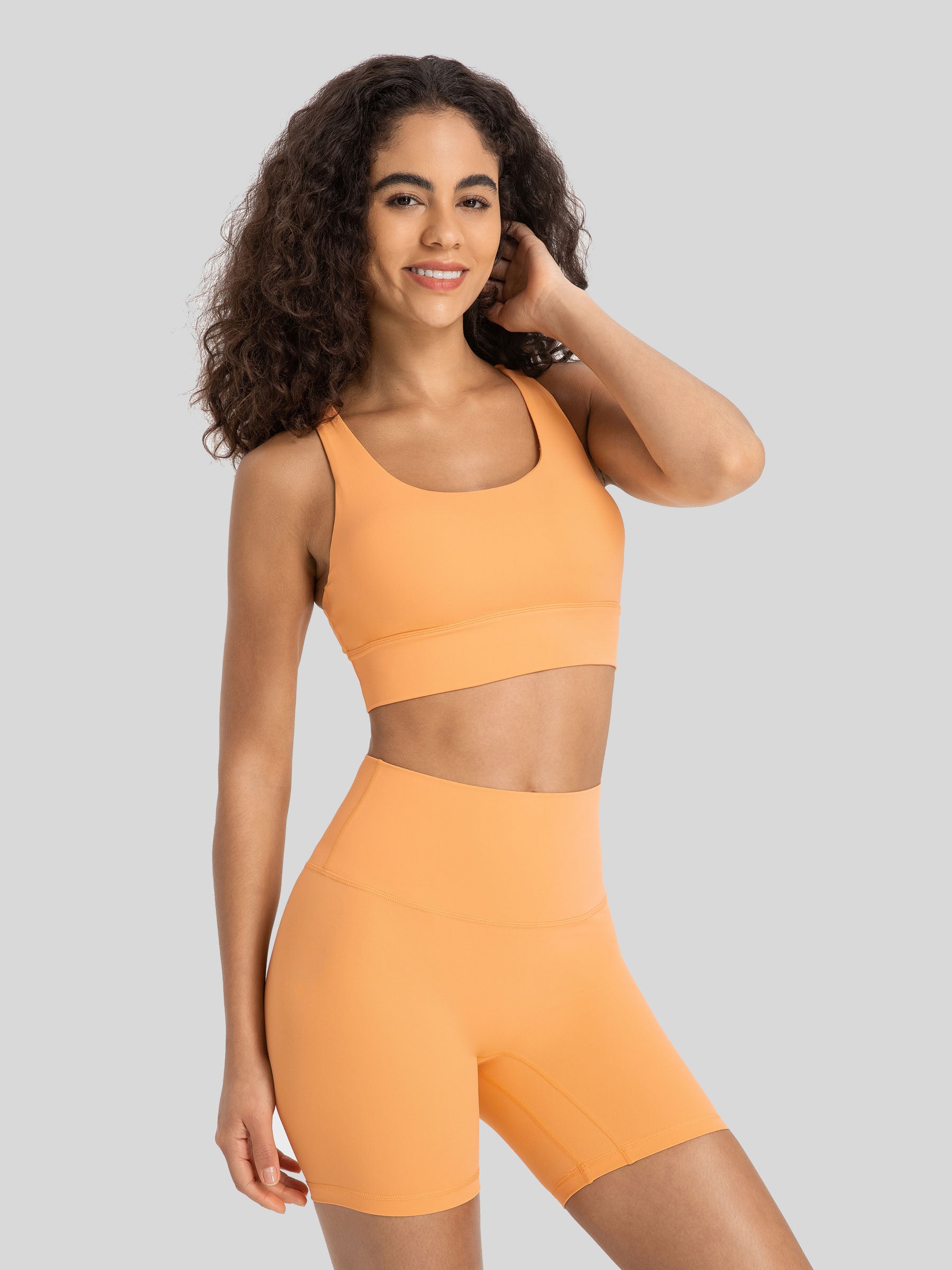 Womens Cross Back Yoga Bra orange