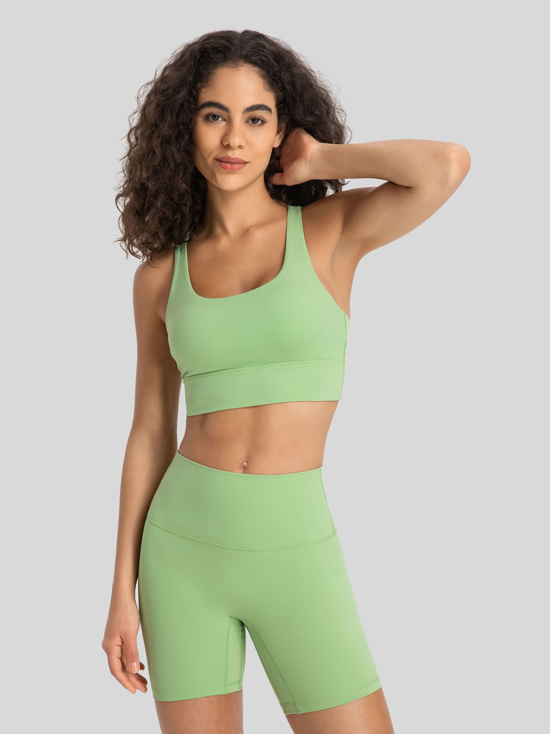 Womens Cross Back Yoga Bra pastel green