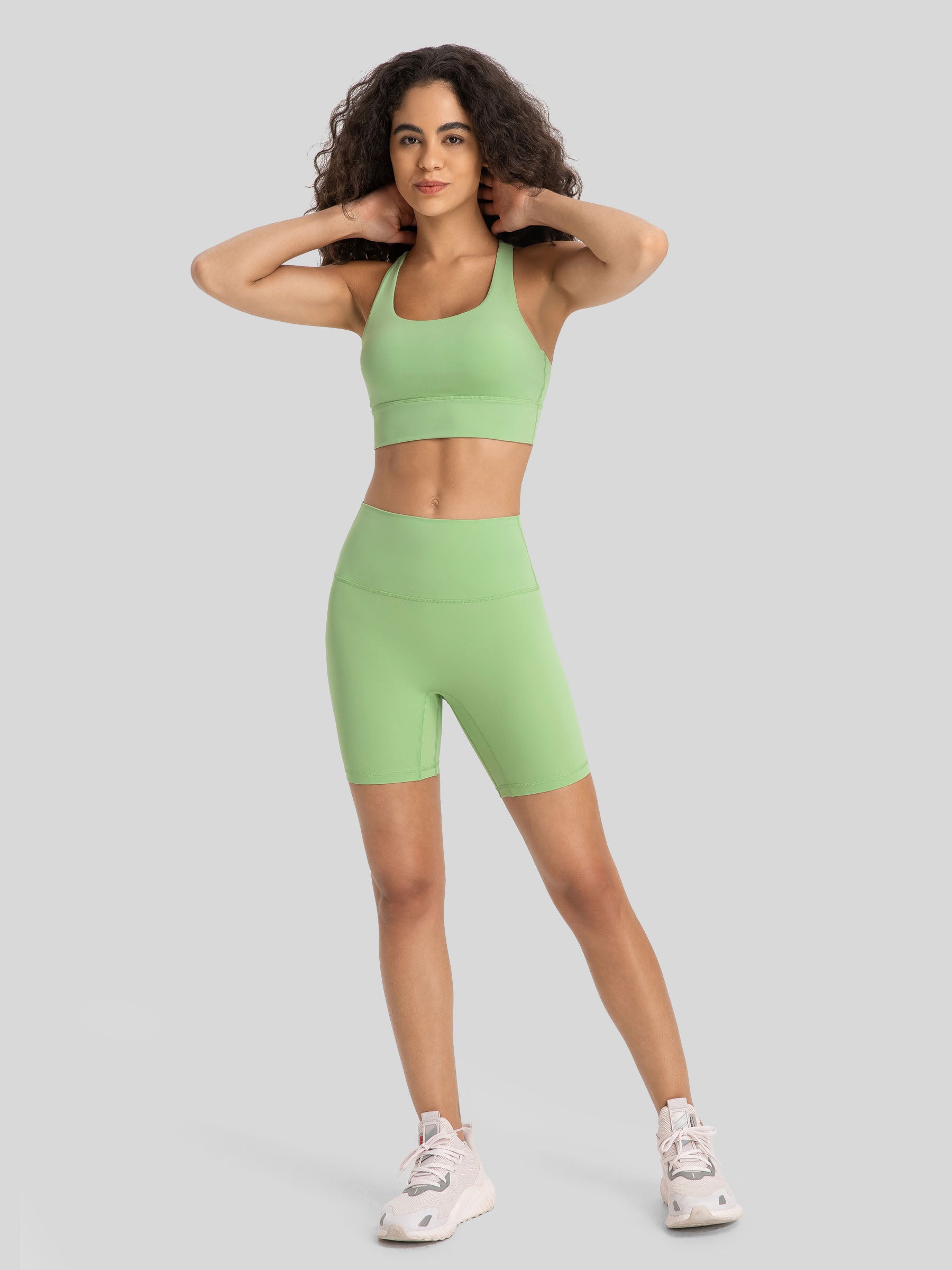 Womens Cross Back Yoga Bra pastel green