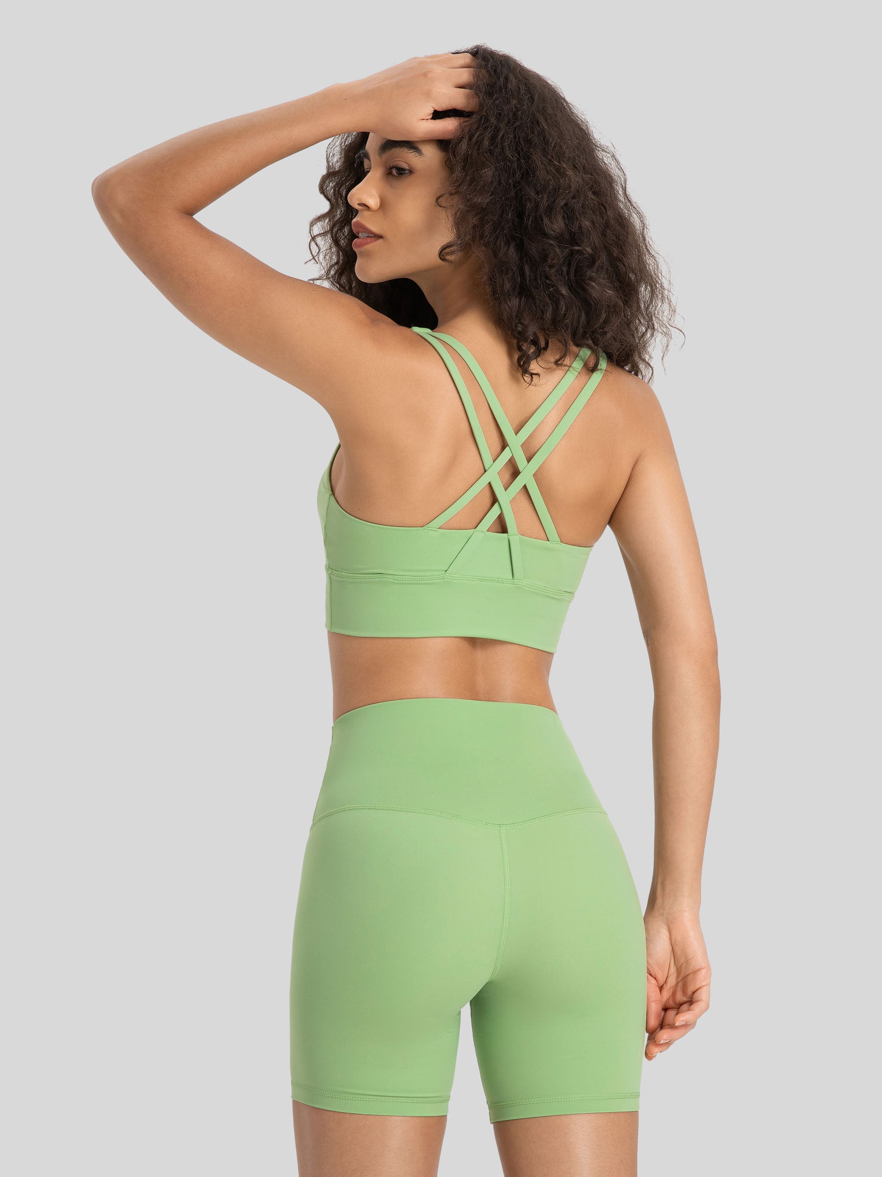 Womens Cross Back Yoga Bra pastel green