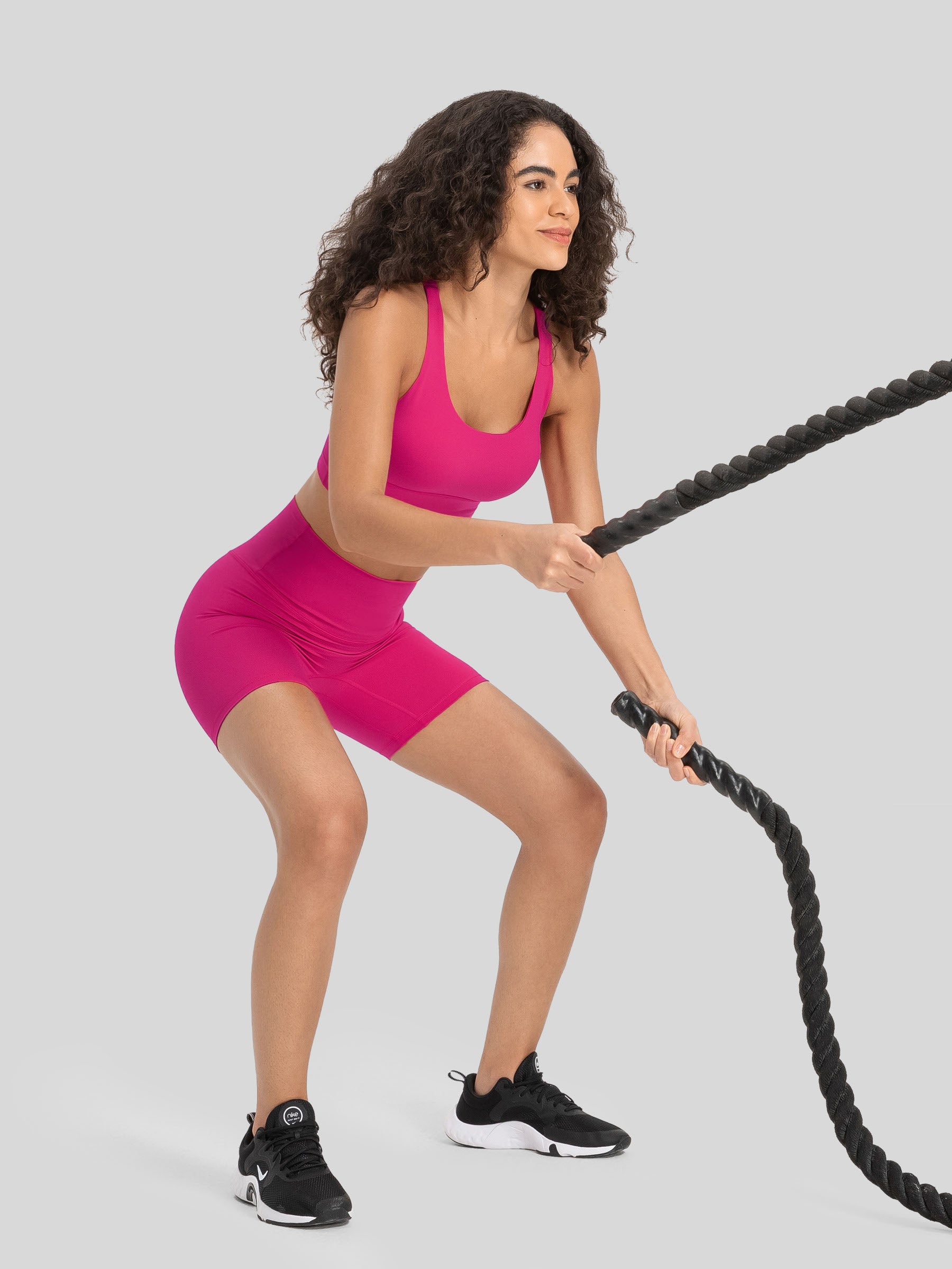 Womens Cross Back Yoga Bra rose red