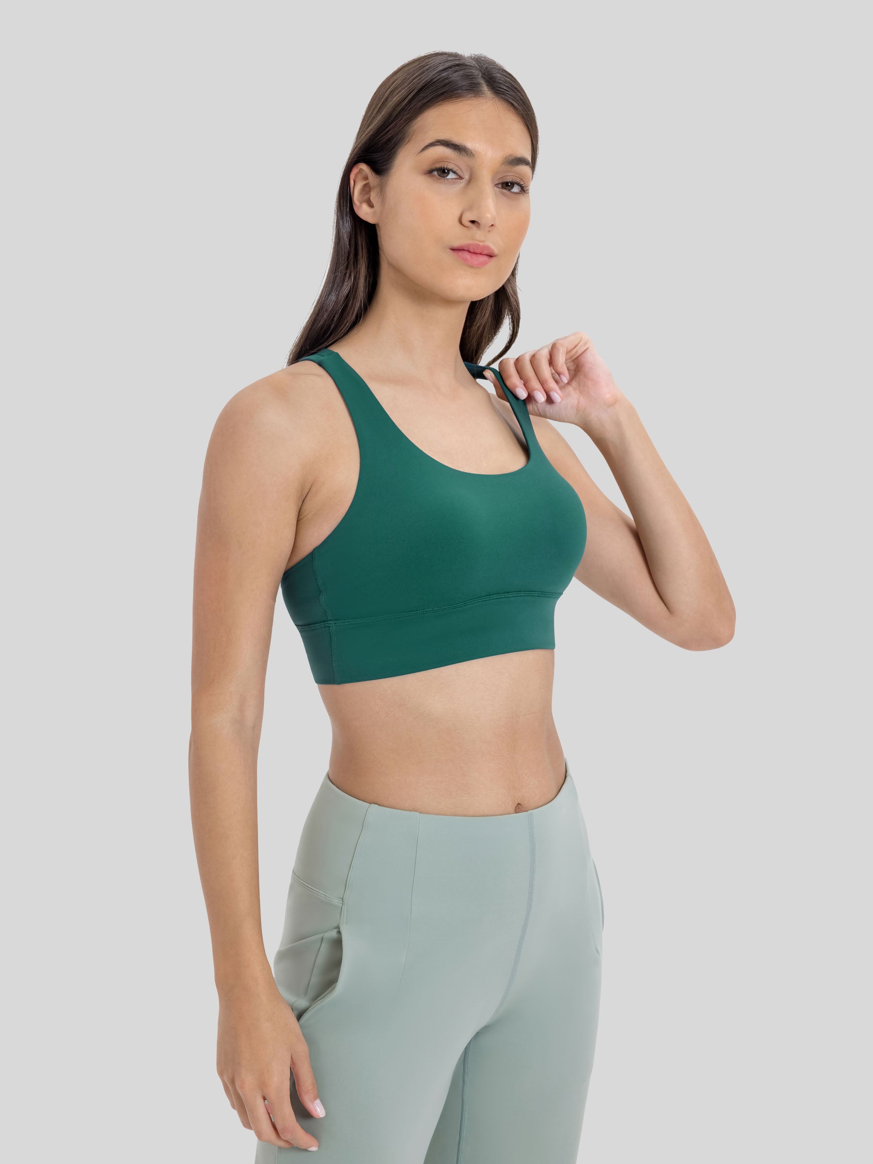 Womens Cross Back Yoga Bra teal