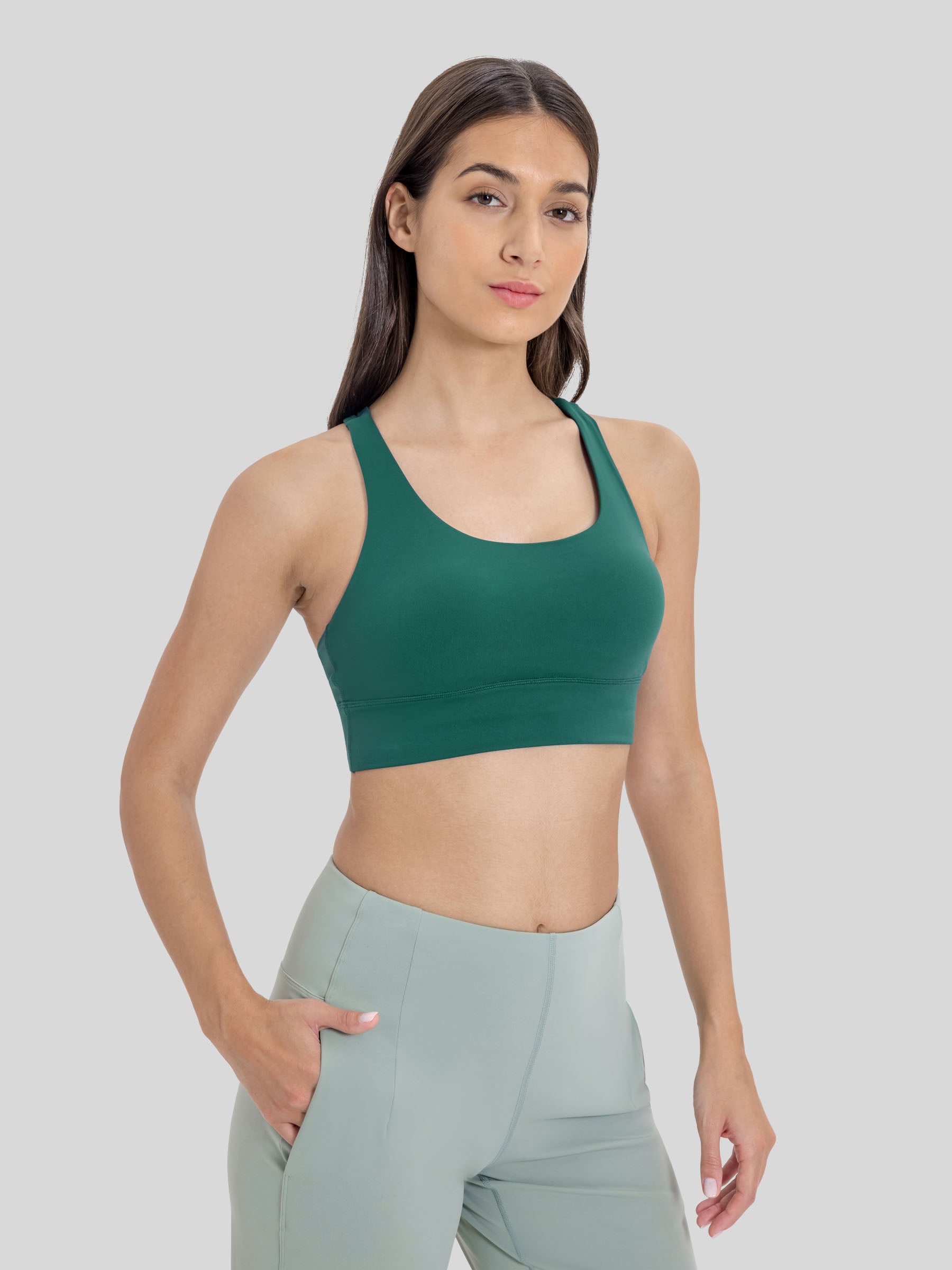 Womens Cross Back Yoga Bra teal