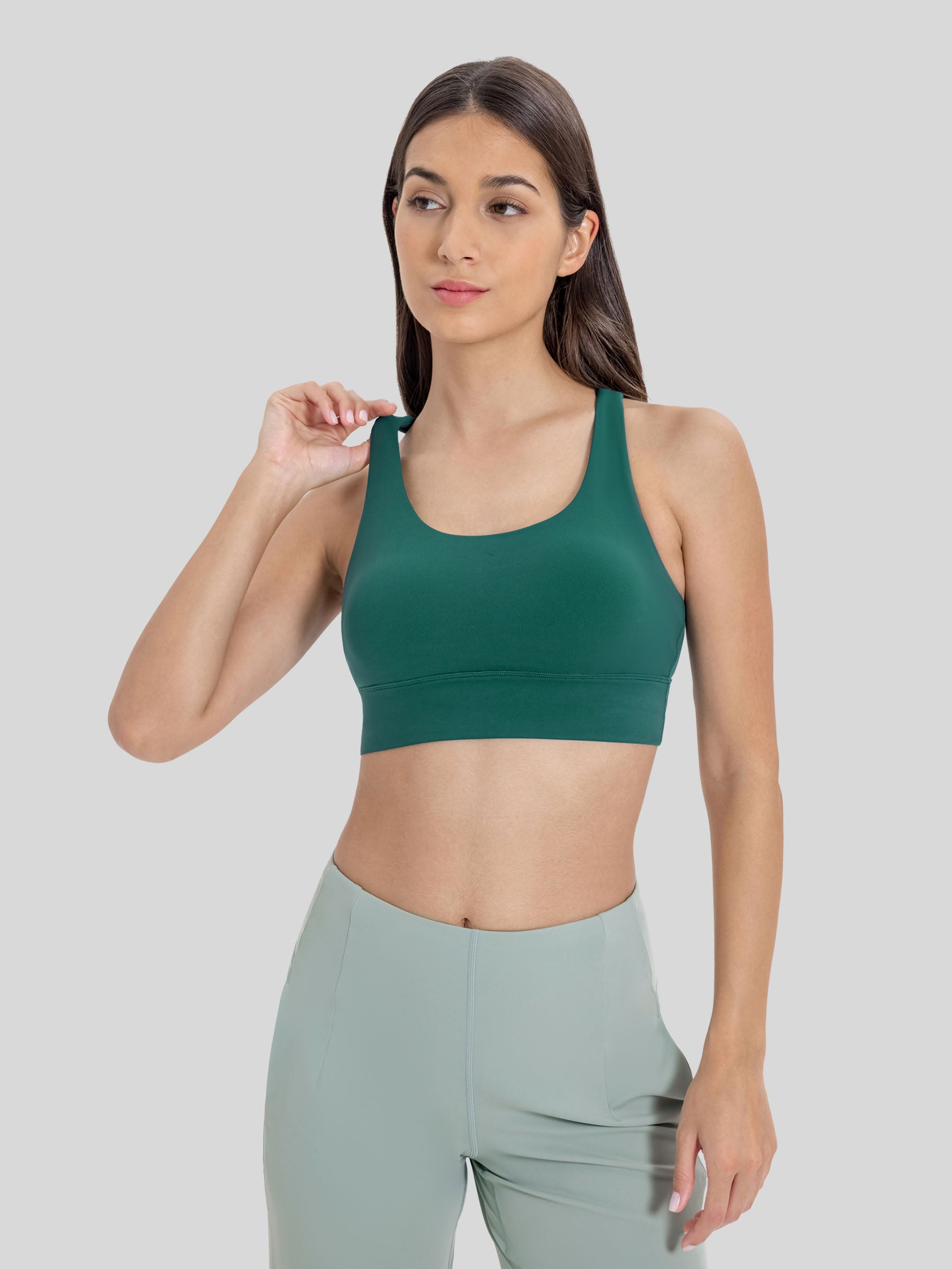 Womens Cross Back Yoga Bra teal