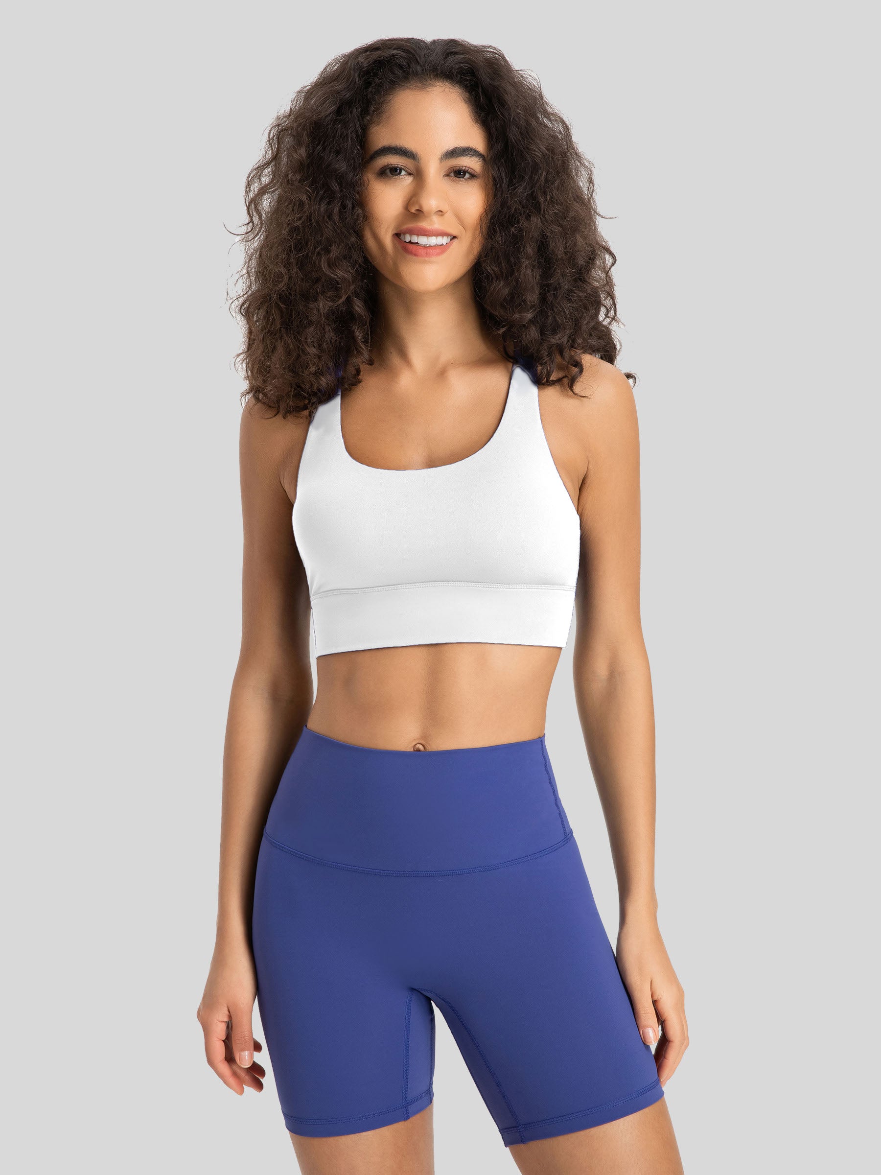Womens Cross Back Yoga Bra white