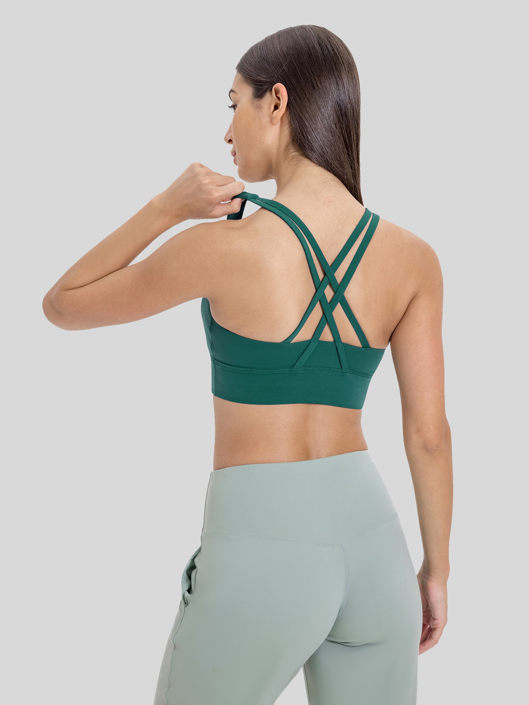 Womens Cross Back Yoga Bra teal