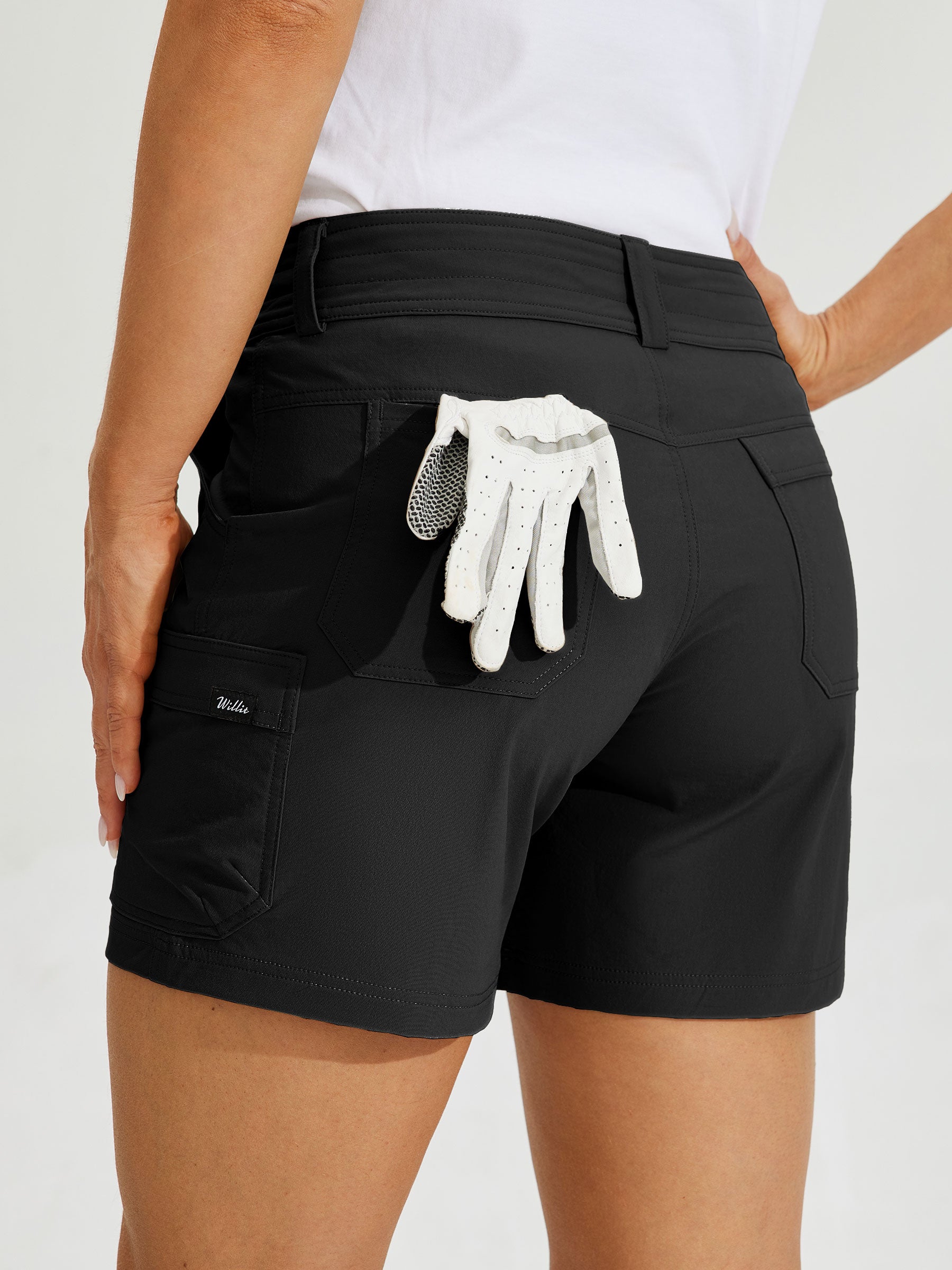 Womens High Waist Cargo Shorts 5 Inch black4