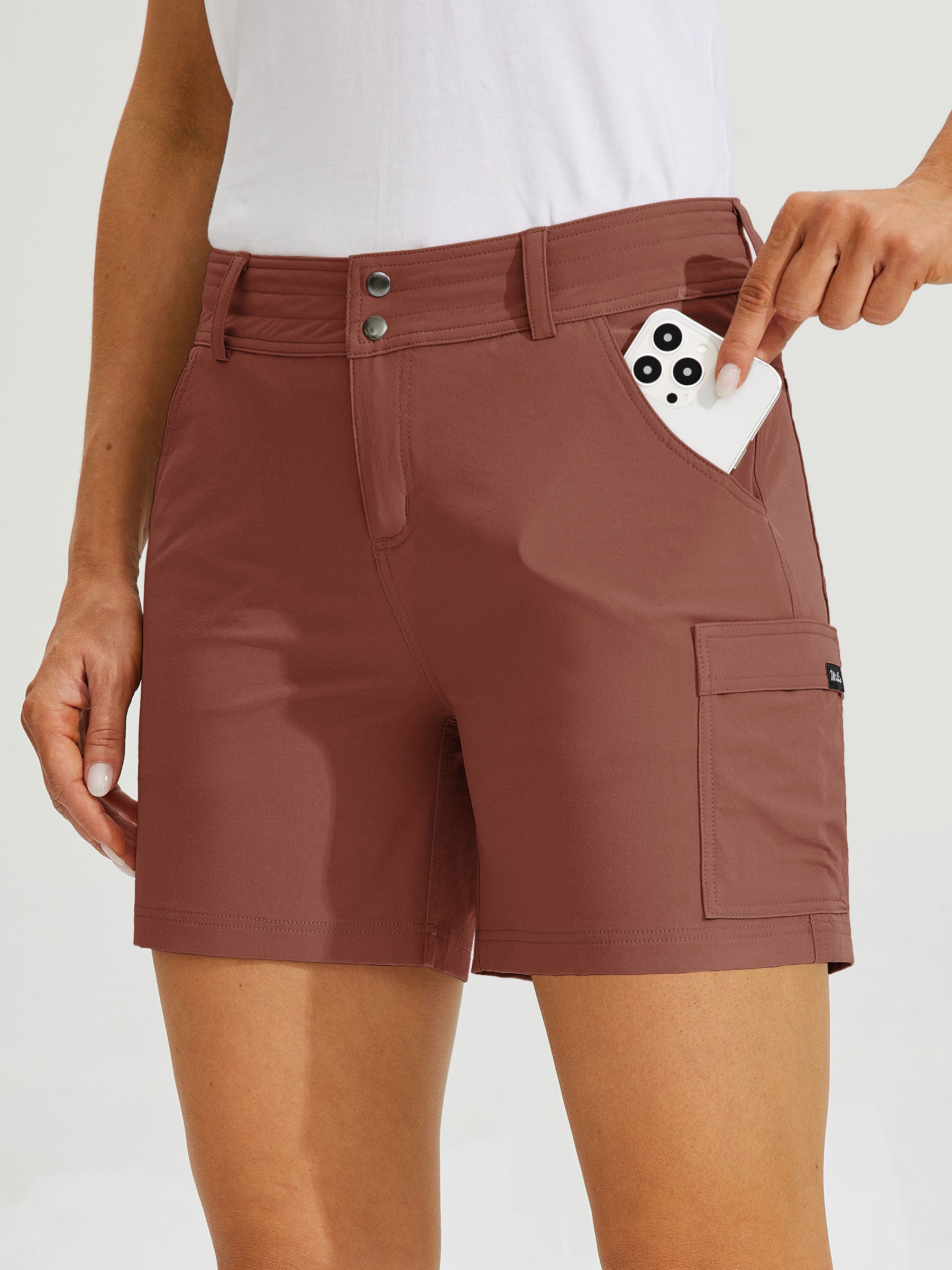 Womens High Waist Cargo Shorts 5 Inch cacao3