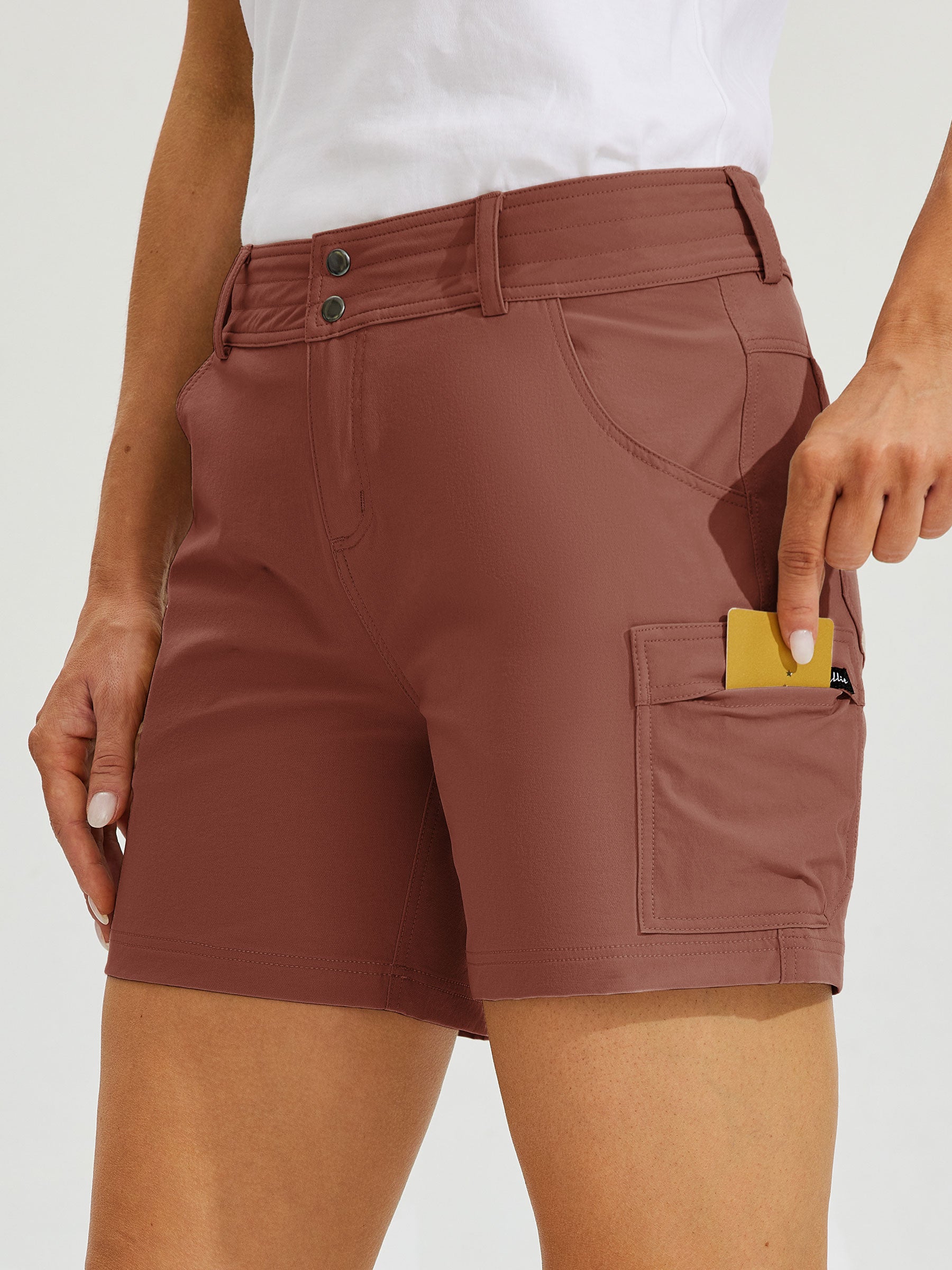 Womens High Waist Cargo Shorts 5 Inch cacao4